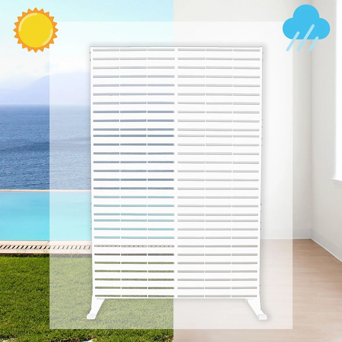 SIEDITI FUORI E DENTRO Panneau Brise-Vue Paravent métal modulaire Claustra Acier résistant intempéries Lignes Blanc