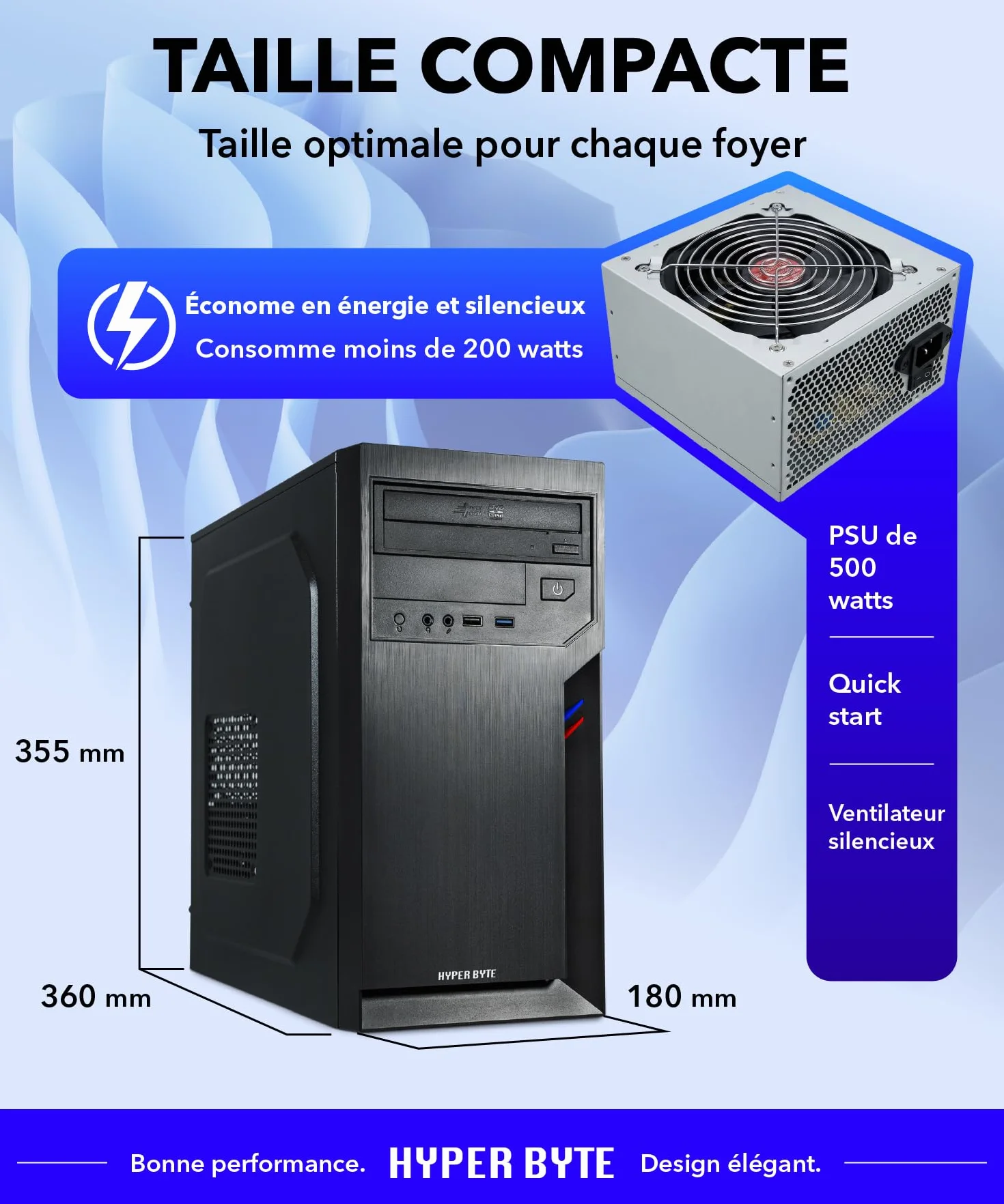 HYPER BYTE® PC de Bureau Intel Core i5 10400F NVIDIA GT 730 4,4 GHz 16 Go RAM DDR4 SSD 512 Go Windows 11 Pro Wi-Fi DVD+RW USB 3.0