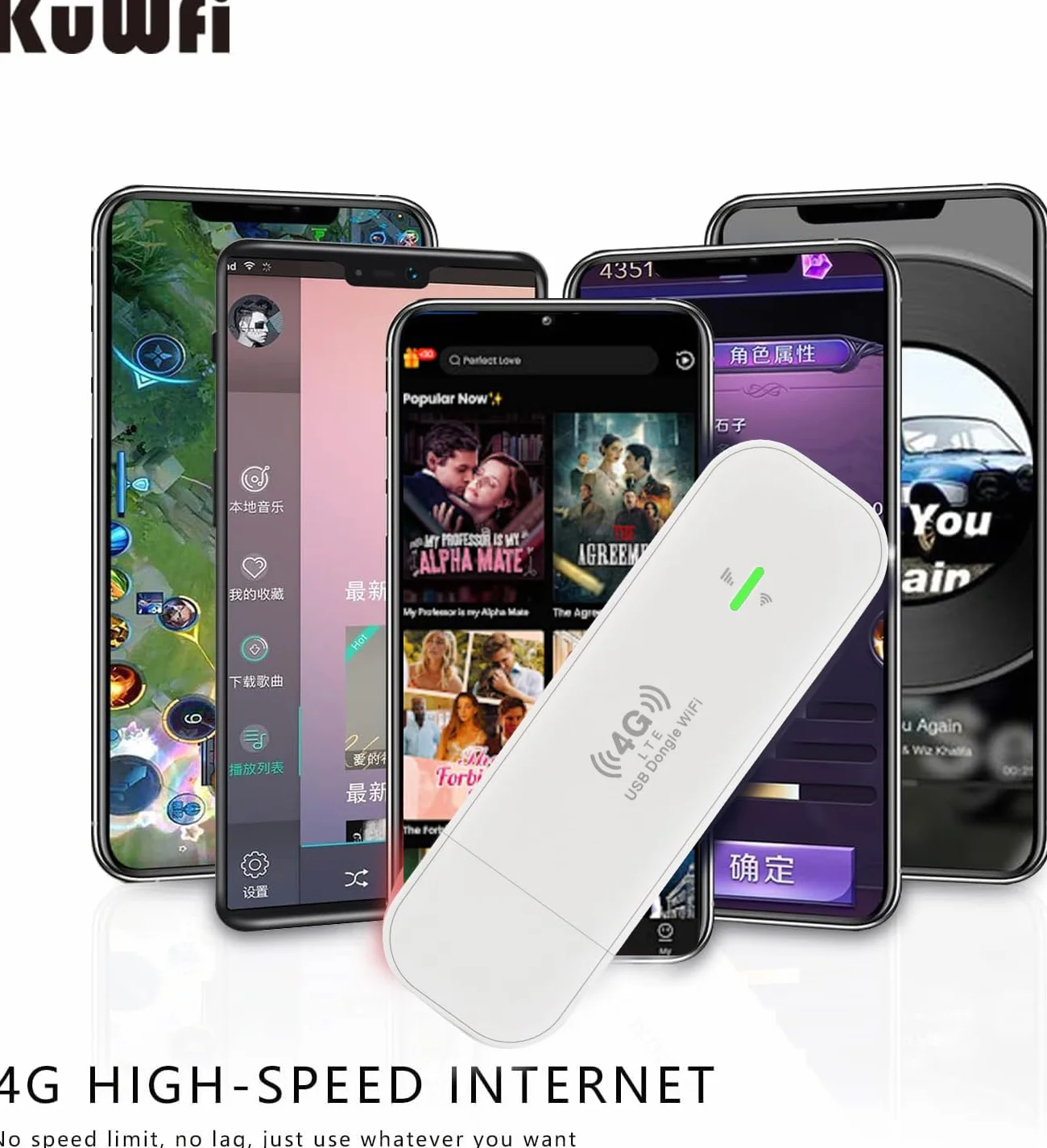 KuWFi Clé Internet 4G 150 Mbps, Modem USB LTE, Adaptateur Réseau