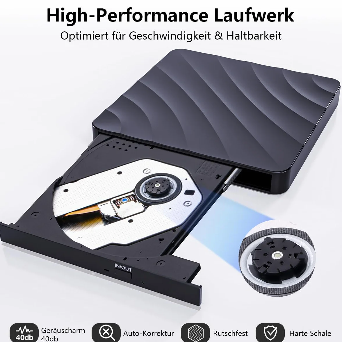 Lecteur CD DVD Externe USB 3.0 Graveur DVD RW pour PC Windows Mac OS Linux