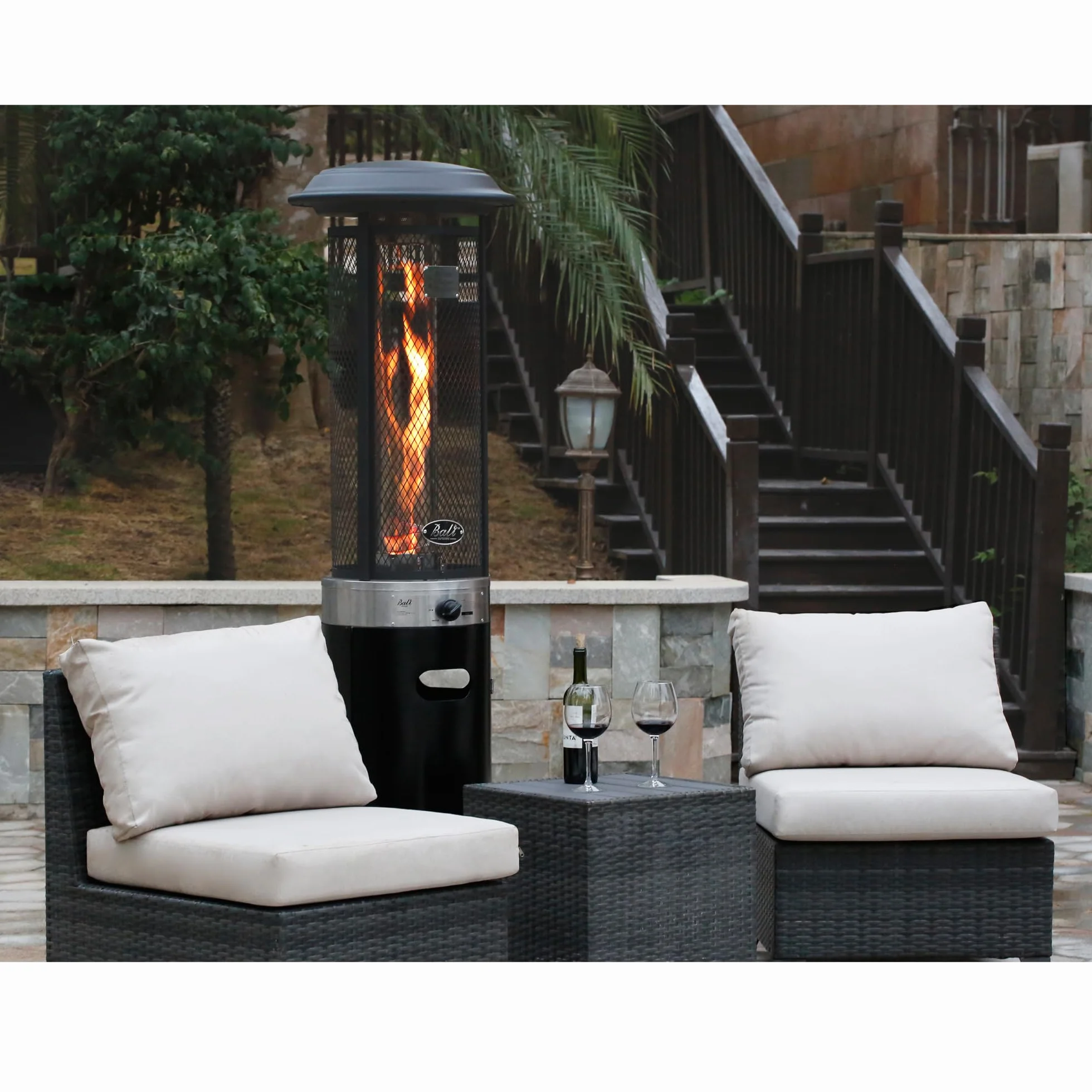 BALI OUTDOORS Chauffage de terrasse 11KW gaz extérieur mobile avec housse de pluie