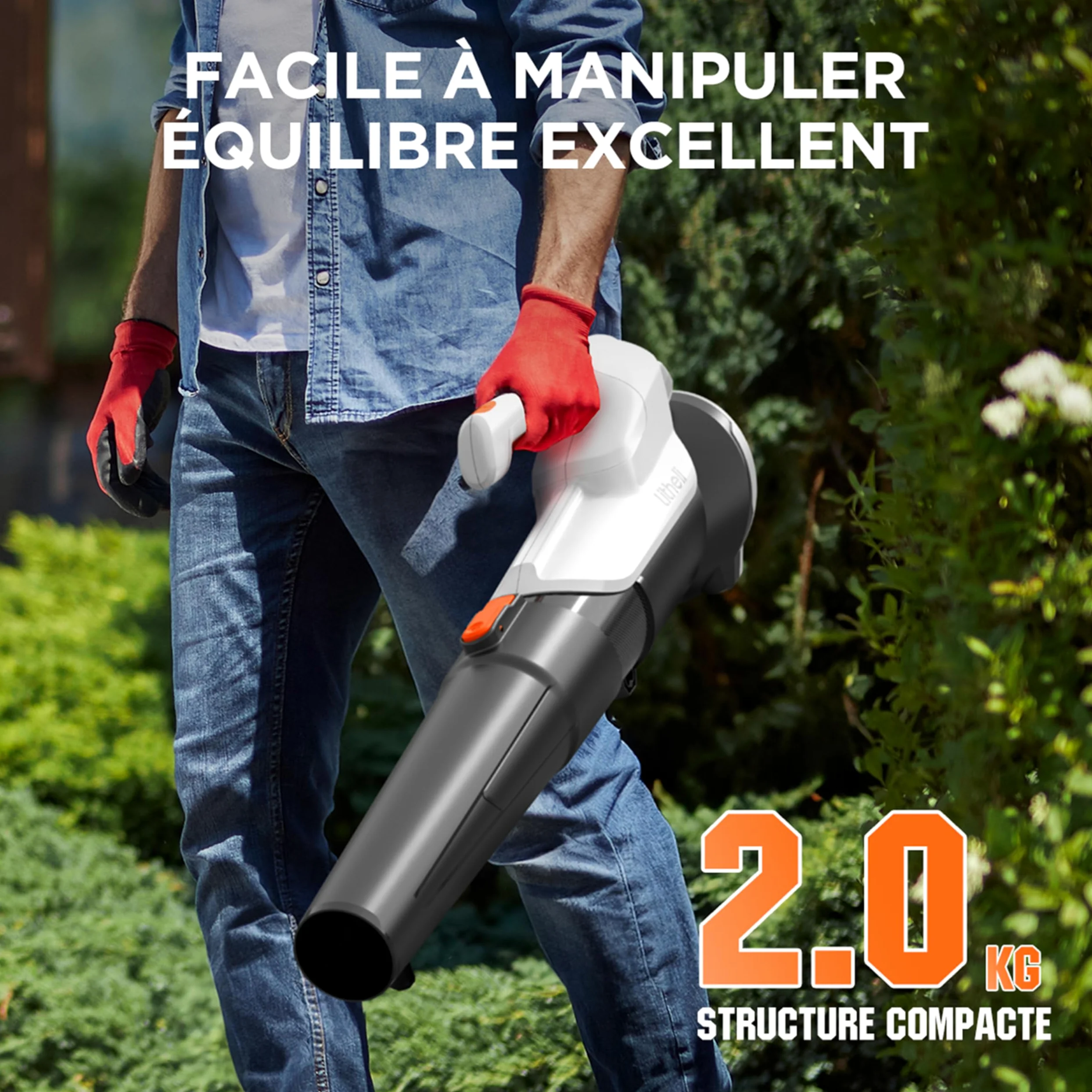 Litheli Souffleur de Feuilles sans Fil 20V, Souffleur à Batterie avec Batterie 2,0 Ah, Vitesse de l'Air de 137 km/h, Débit d'air de 604 m³/h, Leaf Blower pour Cour, Pelouse, Jardin