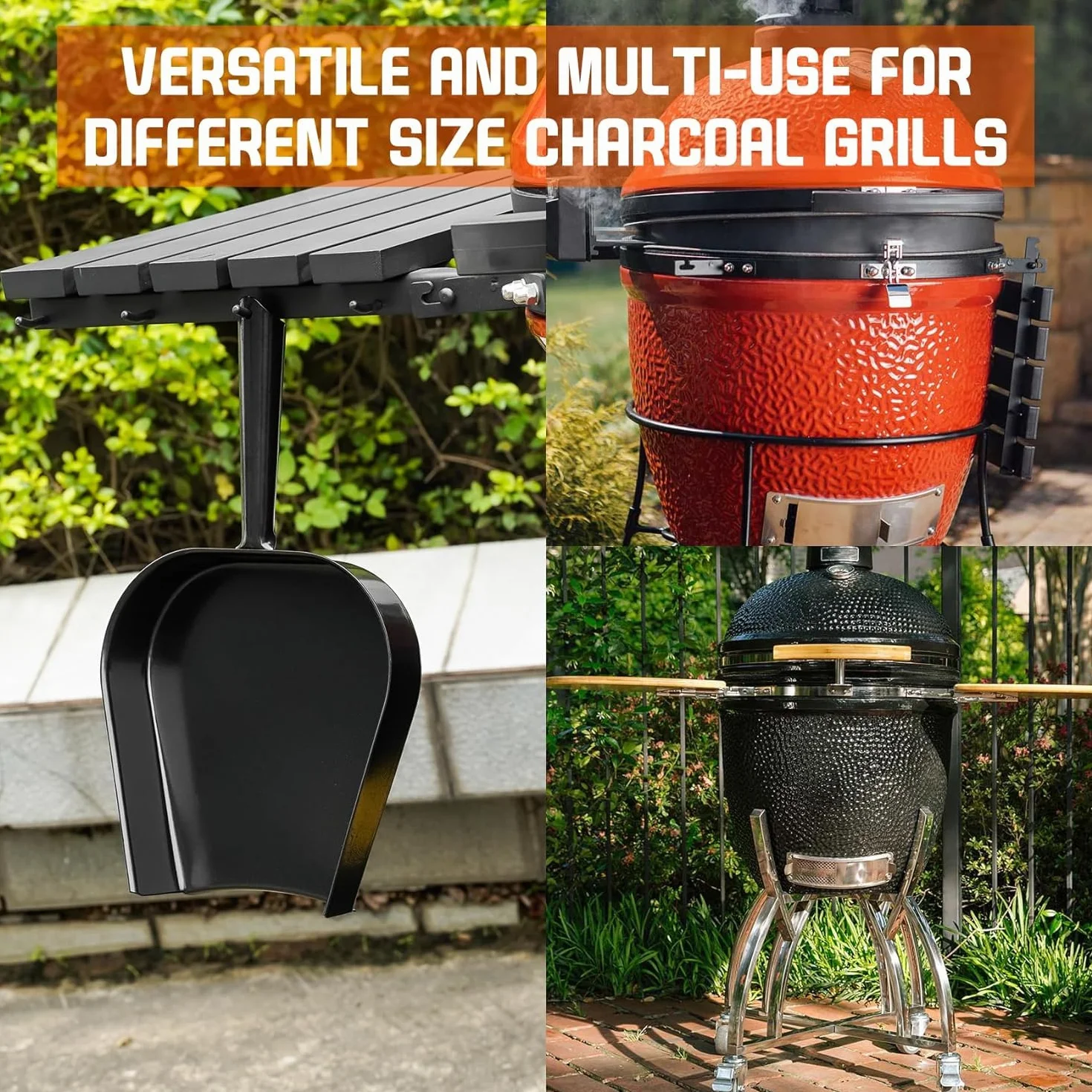 onlyfire Pelle à Charbon Barbecue, Pelle à Cendres Acier BBQ Accessoires pour Kamado Grill