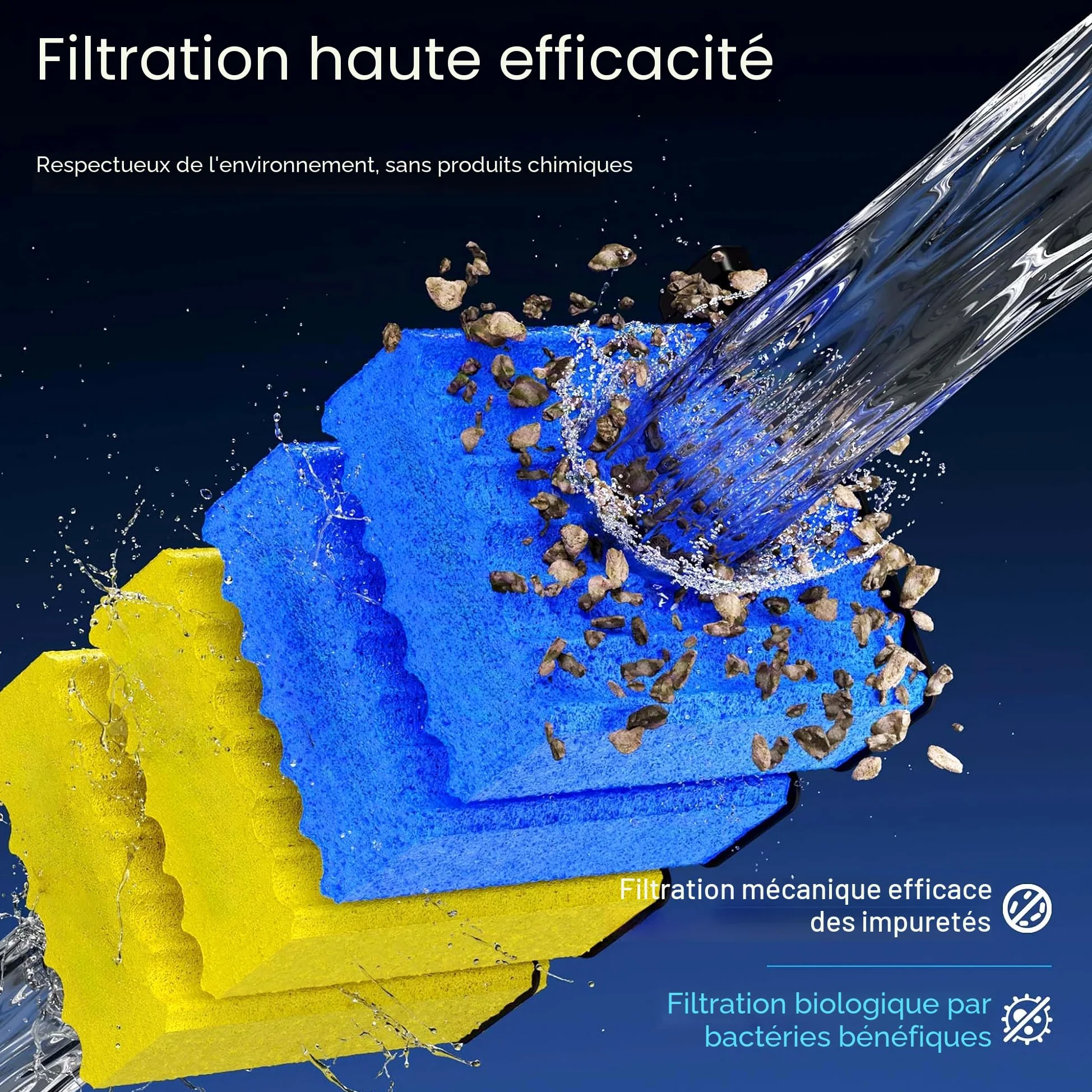 SunSun Lot Complet de 12 éponges filtrantes pour Filtre Biologique CBF-350C - 4 Jaunes, 8 Bleues - Pièce détachée Mousse de Filtration - Matériaux filtrants pour Bassin Piscine Eau