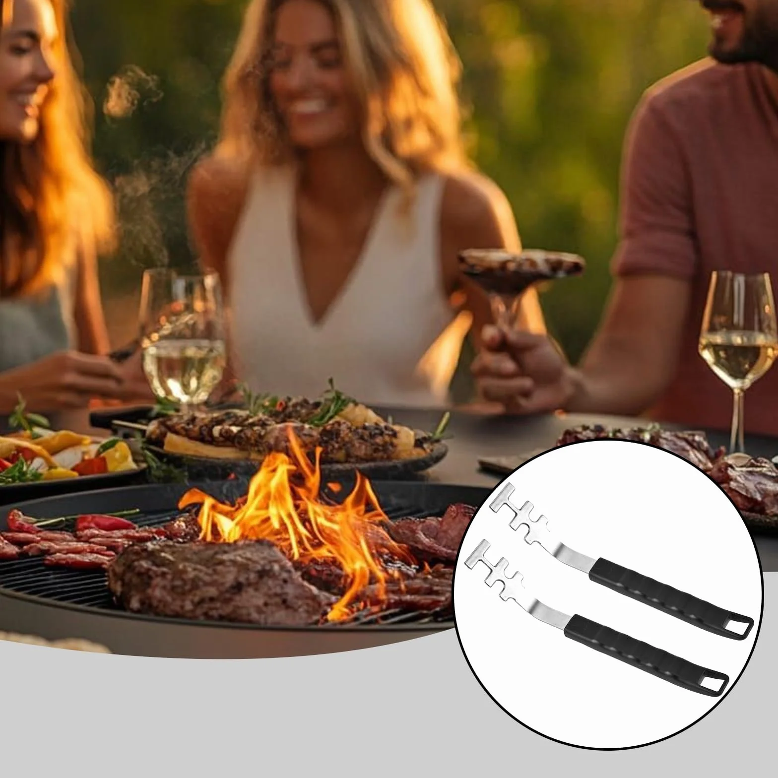 Accessoires Barbecue Acier Inoxydable Multifonctionnel Résistant Chaleur Antidérapant Poignée Protection Universel