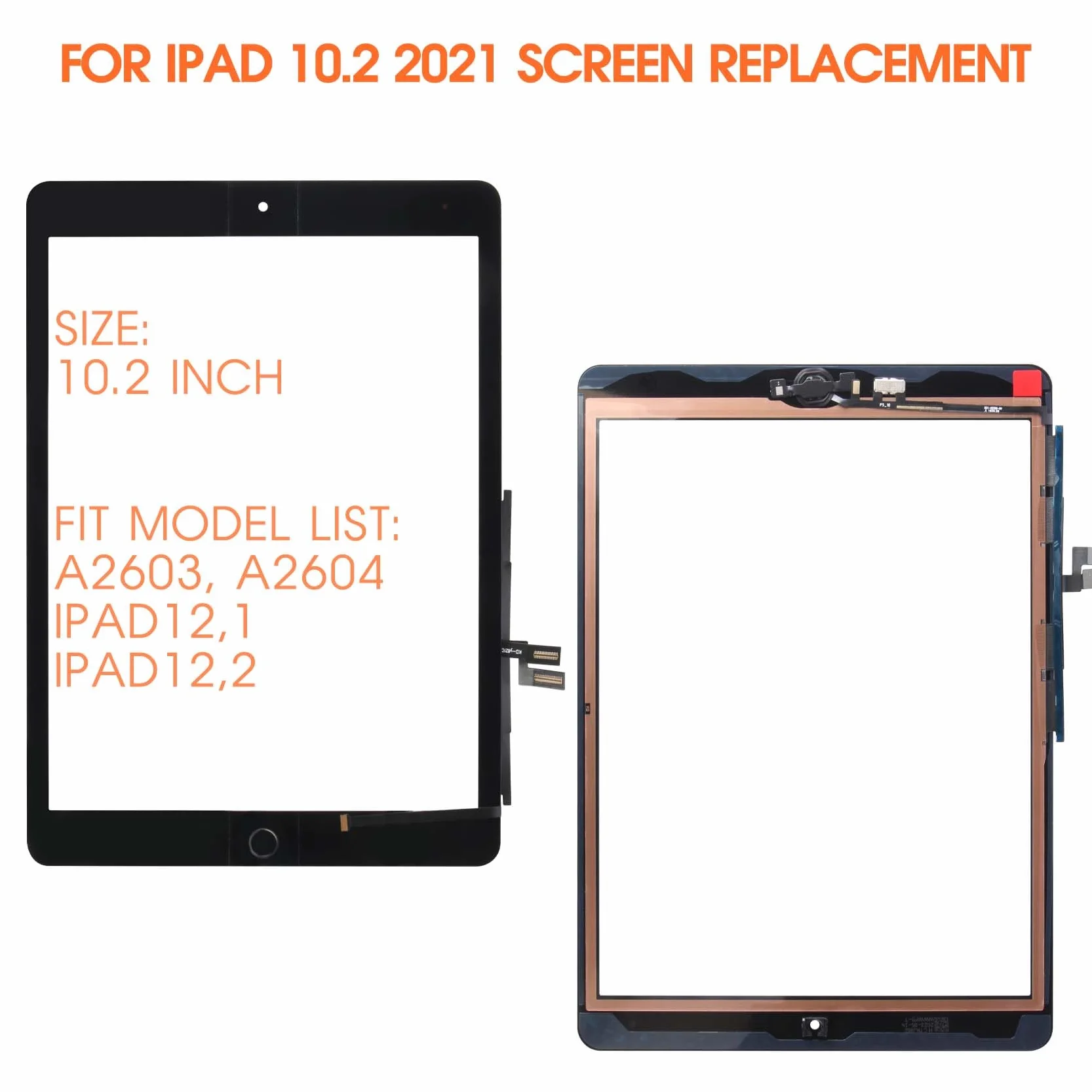 AGCUT Écran Tactile iPad 9 2021 10.2" Remplacement Digitizer avec Kit de Réparation Noir