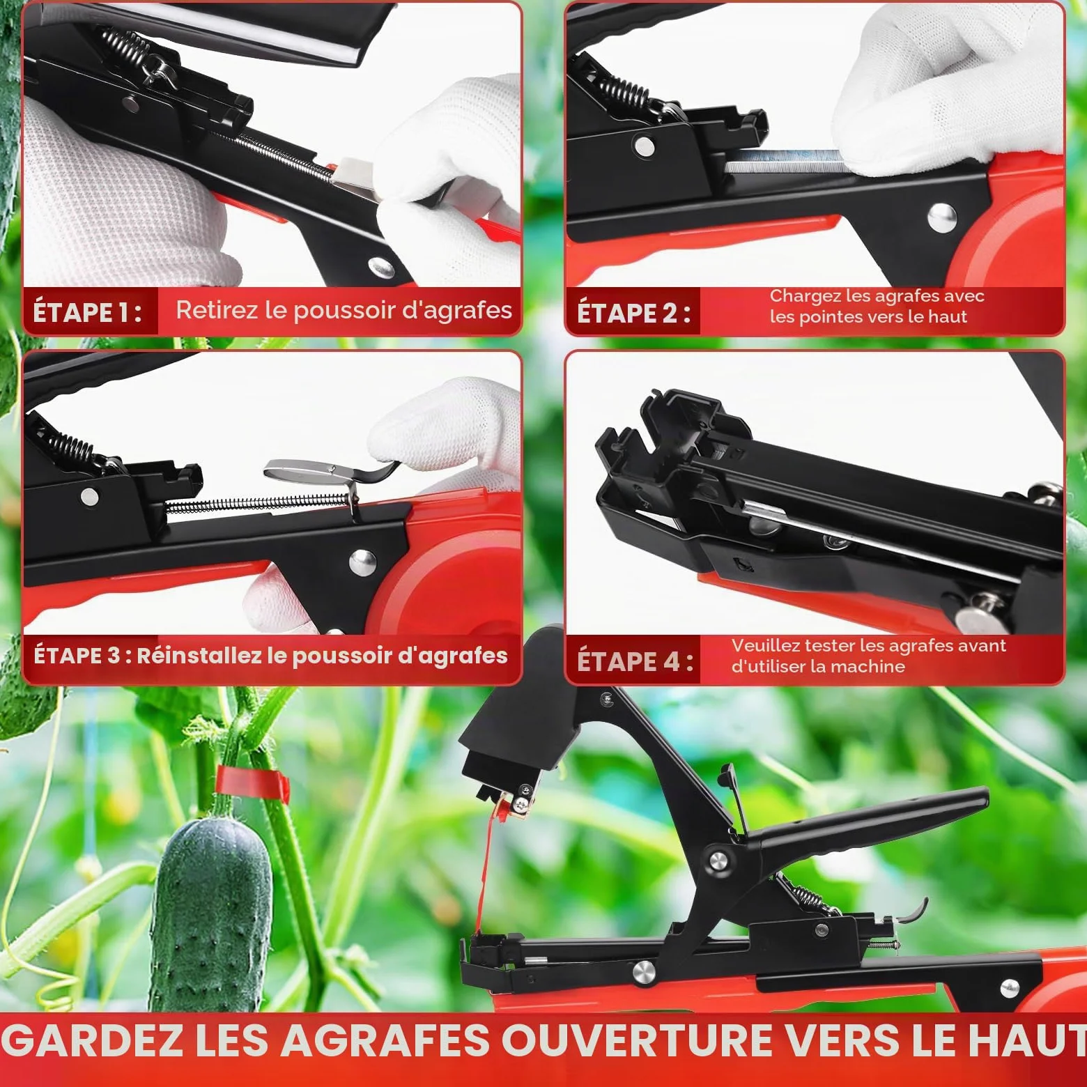 SWANSOFT Machine à Nouer Les Plantes 45MM Machine à Attacher Légère, Machine A Taper (20 Rouleaux)