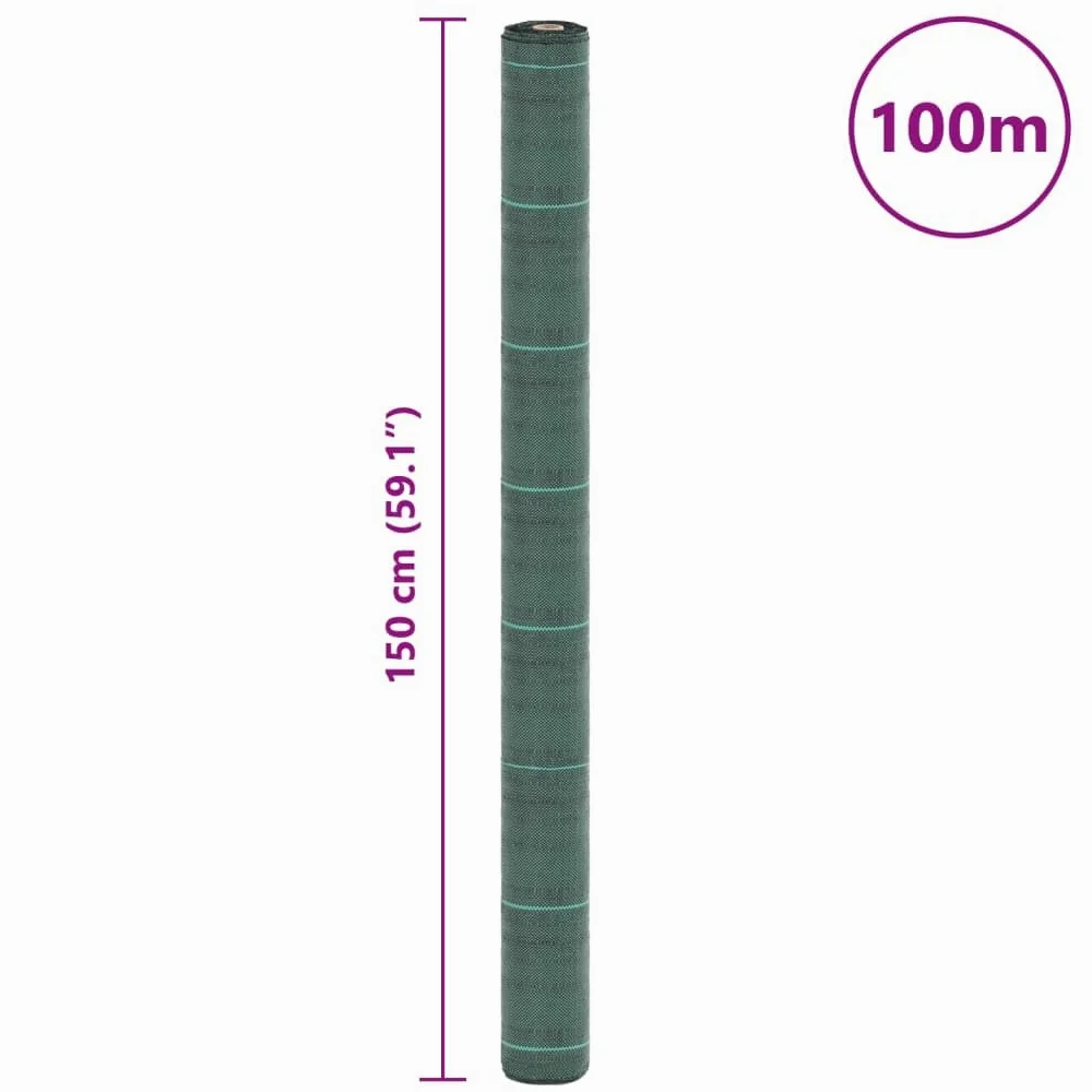 Membrane Anti Mauvaises Herbes Vert 1,5 x 100 m en PP 60 g m2, géotextile Feutre Toile de paillage pour Jardin, pelouse, Potager, terrasse, allée Gravier