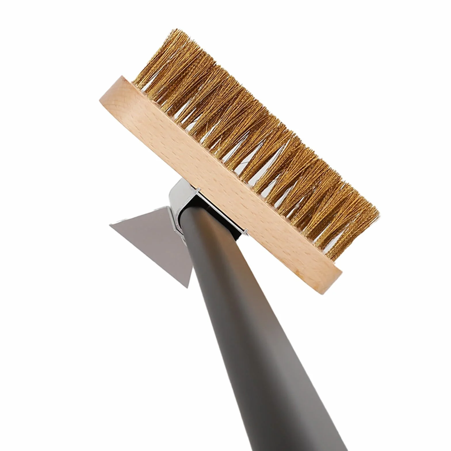 Brosse de four pour pierre à pizza avec racloir, poils en laiton et grattoir en acier inoxydable