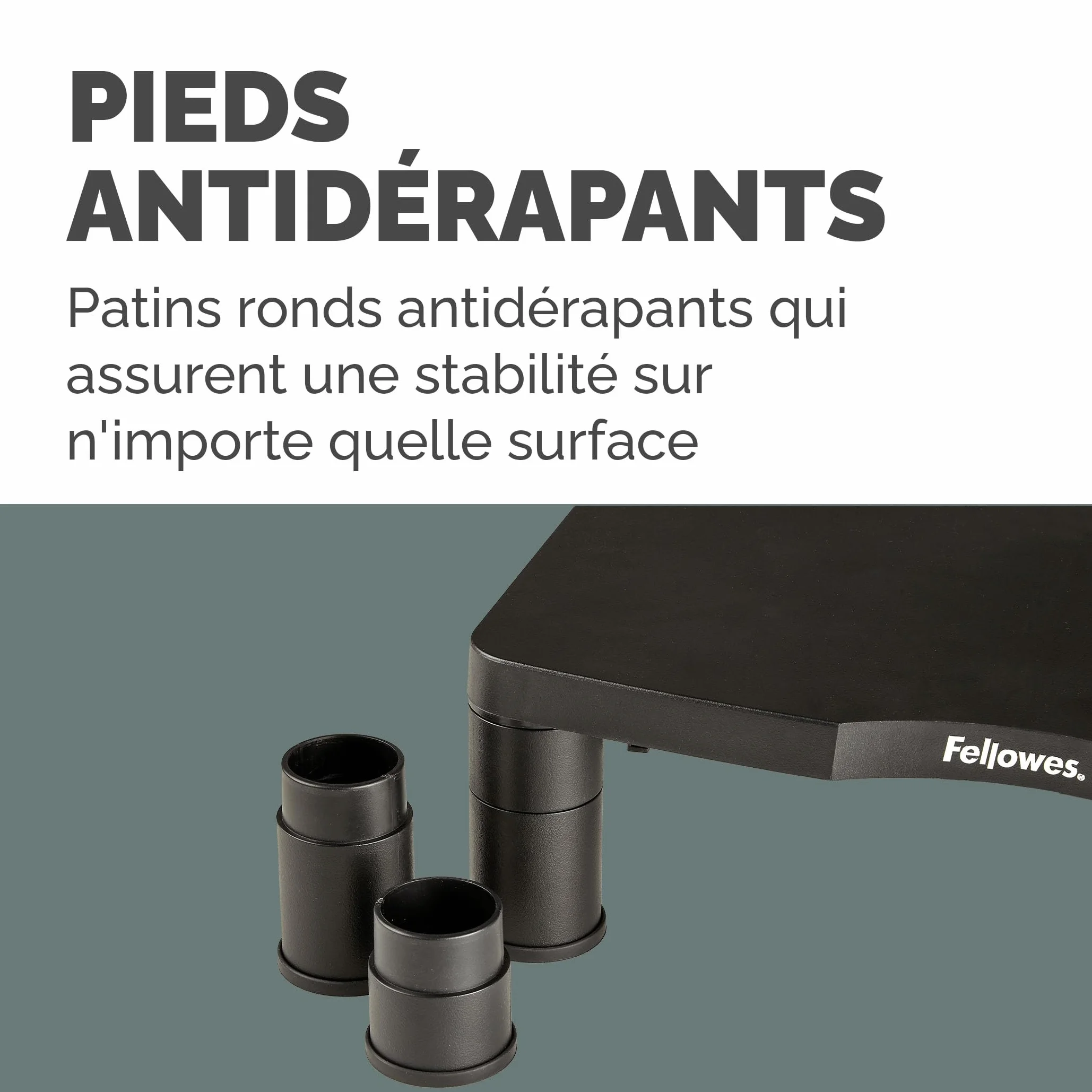 Fellowes Support d'écran Everyday Noir Réglable en Hauteur 3 Niveaux Ergonomique Gestion des câbles Charge Max 27 kg