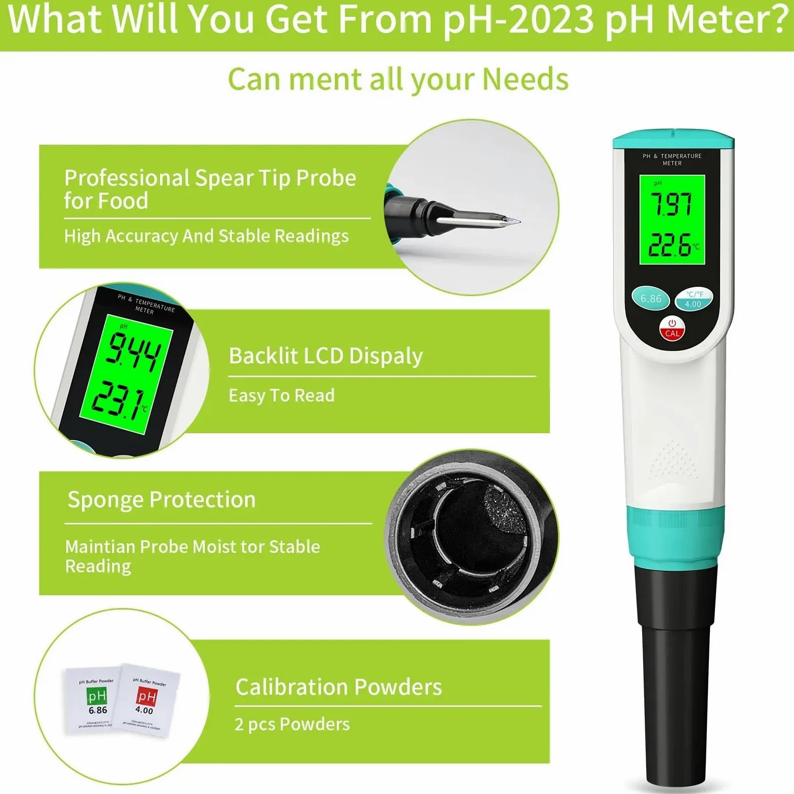 Testeur numérique de PH du Sol, précision 0.00~14.00pH, testeur d'acidité, analyseur capteur for Plantation en Plein air, Jardin et Terres agricoles Jardinage, Agriculture