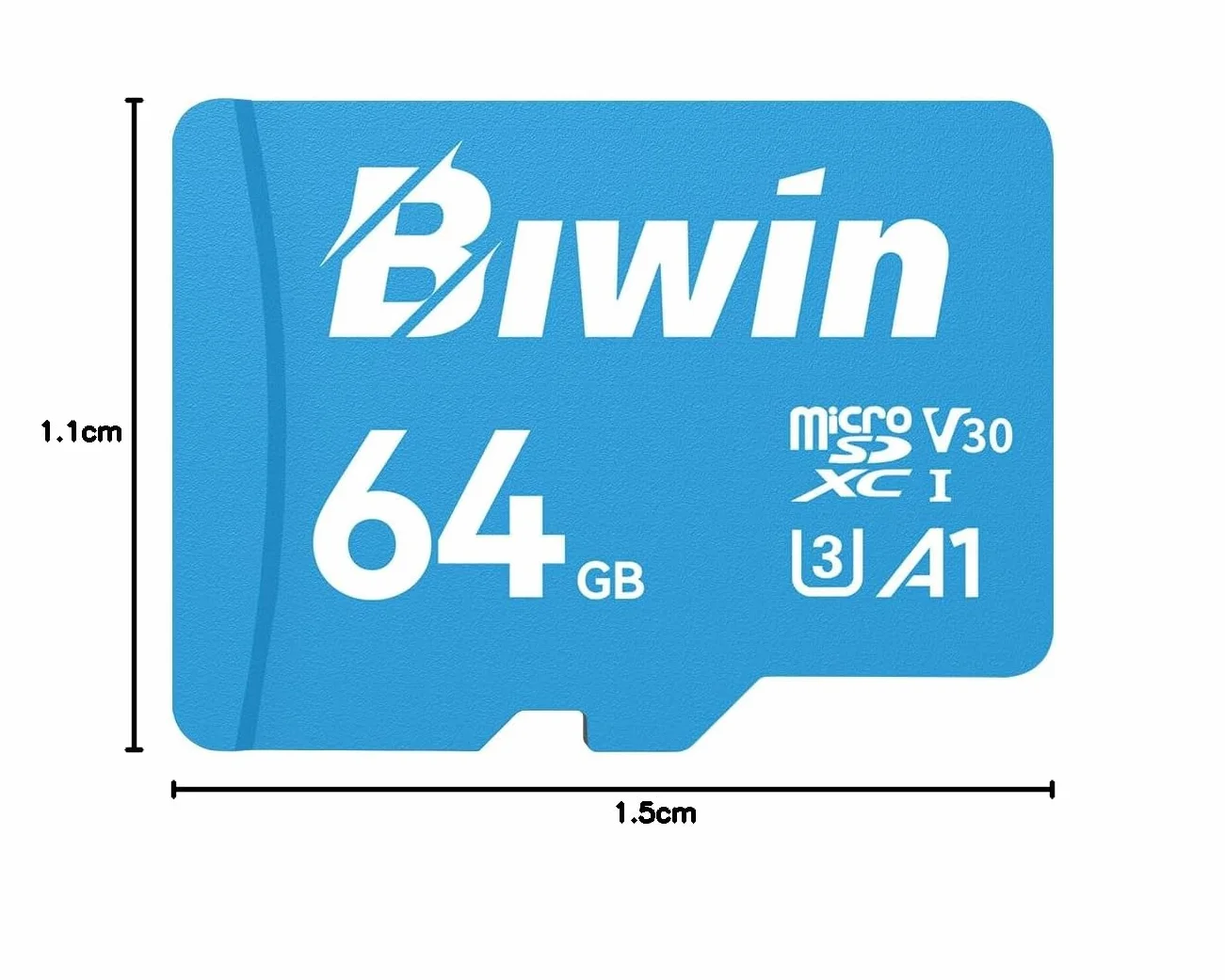 Carte Micro SDXC Biwin MS100 64 Go, MicroSD UHS-I A1 V30 U3 Classe 10, 100 Mo/s