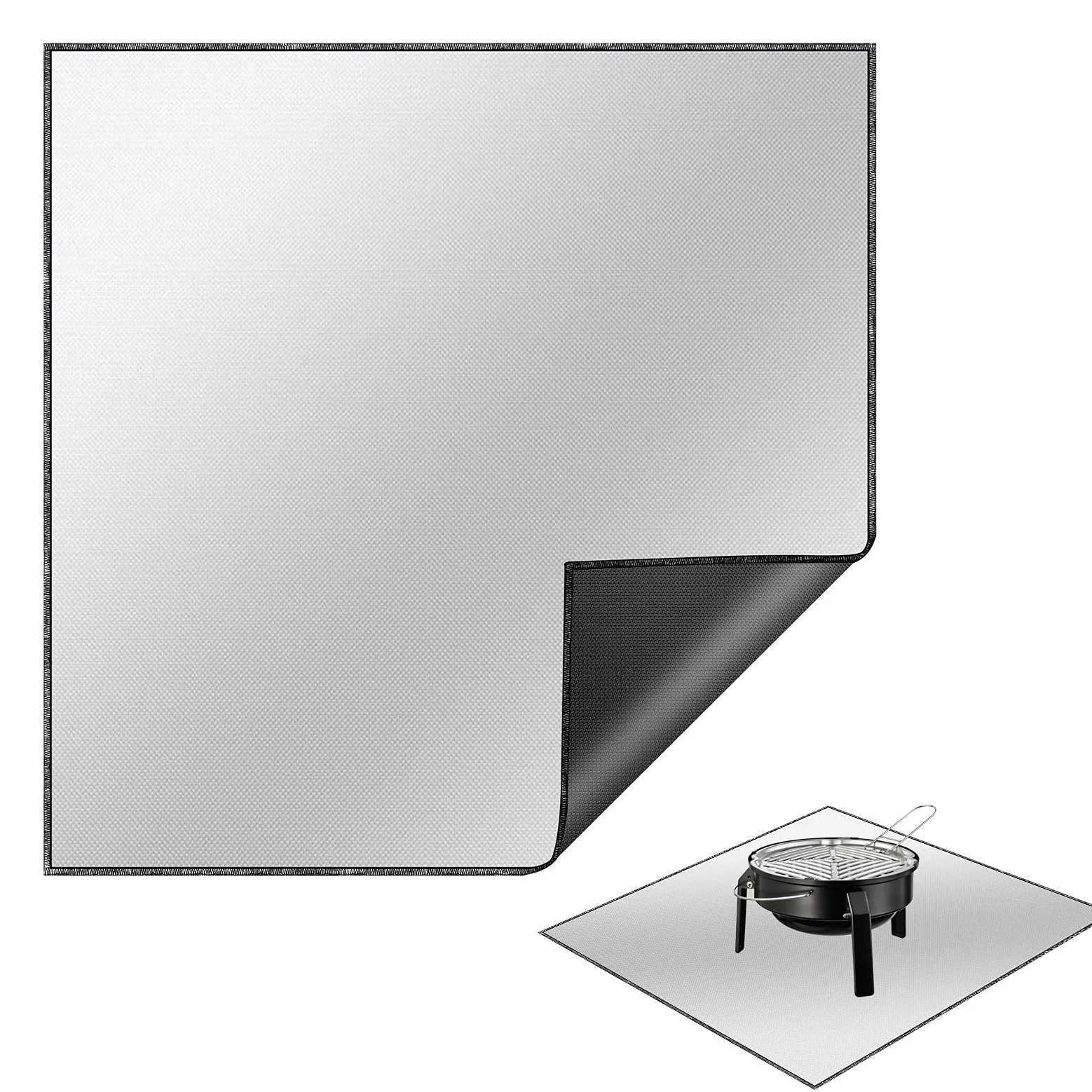 Tamfile Tapis de foyer carré de 101,6 cm, grand tapis de feu ignifuge pour cheminée sous le foyer, tapis de gril d'extérieur pliable résistant à la chaleur pour terrasse, herbe, camping, terrasse