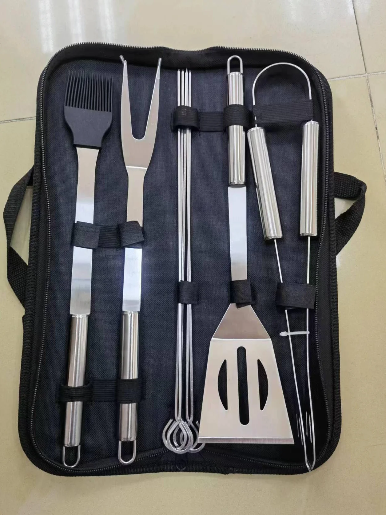 NewlineNY Kit de 9 outils de barbecue en acier inoxydable