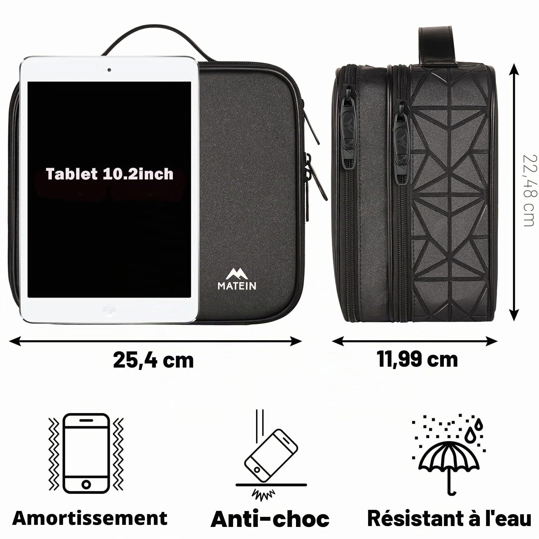 MATEIN Sac de Rangement de câbles étanche avec séparateur réglable résistant aux Chocs Portable Double Couche pour Cordon écouteurs Chargeur