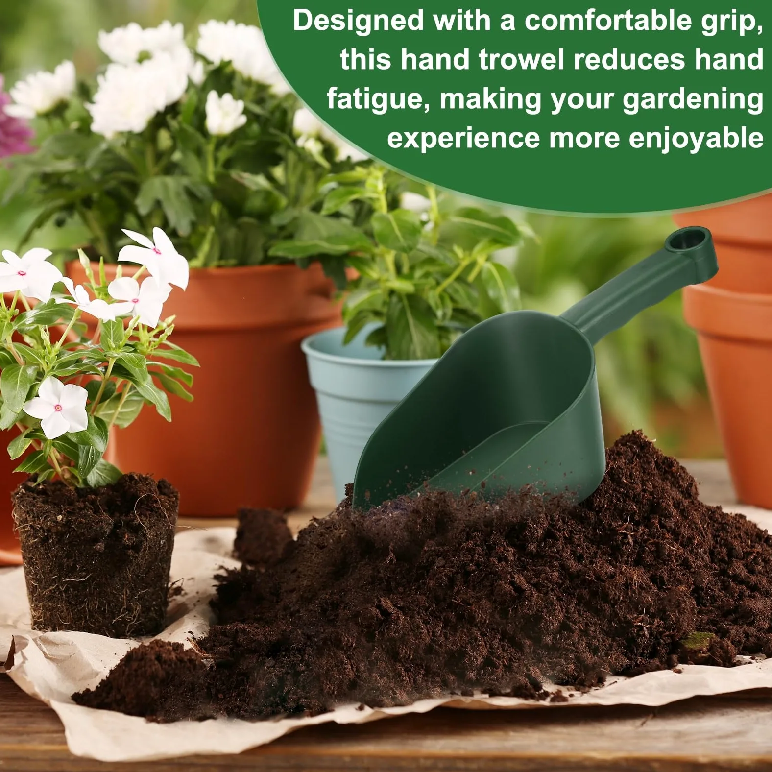 M METERXITY 2-Pack Pelle De Jardin Pelle À Main, 31cm/12.2 Pouces Outils De Jardinage en Plastique pour Creuser, Transplanter, Ameublir Le Sol Et Planter [Vert Foncé/Rouge Vin]