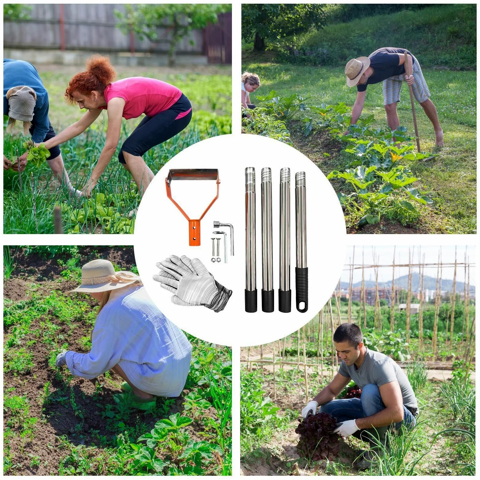 Sarcloir à Étrier Manche Long Pelle Ronde Robuste | À Étrier Pour Le Désherbage Du Jardin Pour Creuser Tranchée Détasser Sarcler Bordures Ferme Pelouse Arrière-cour