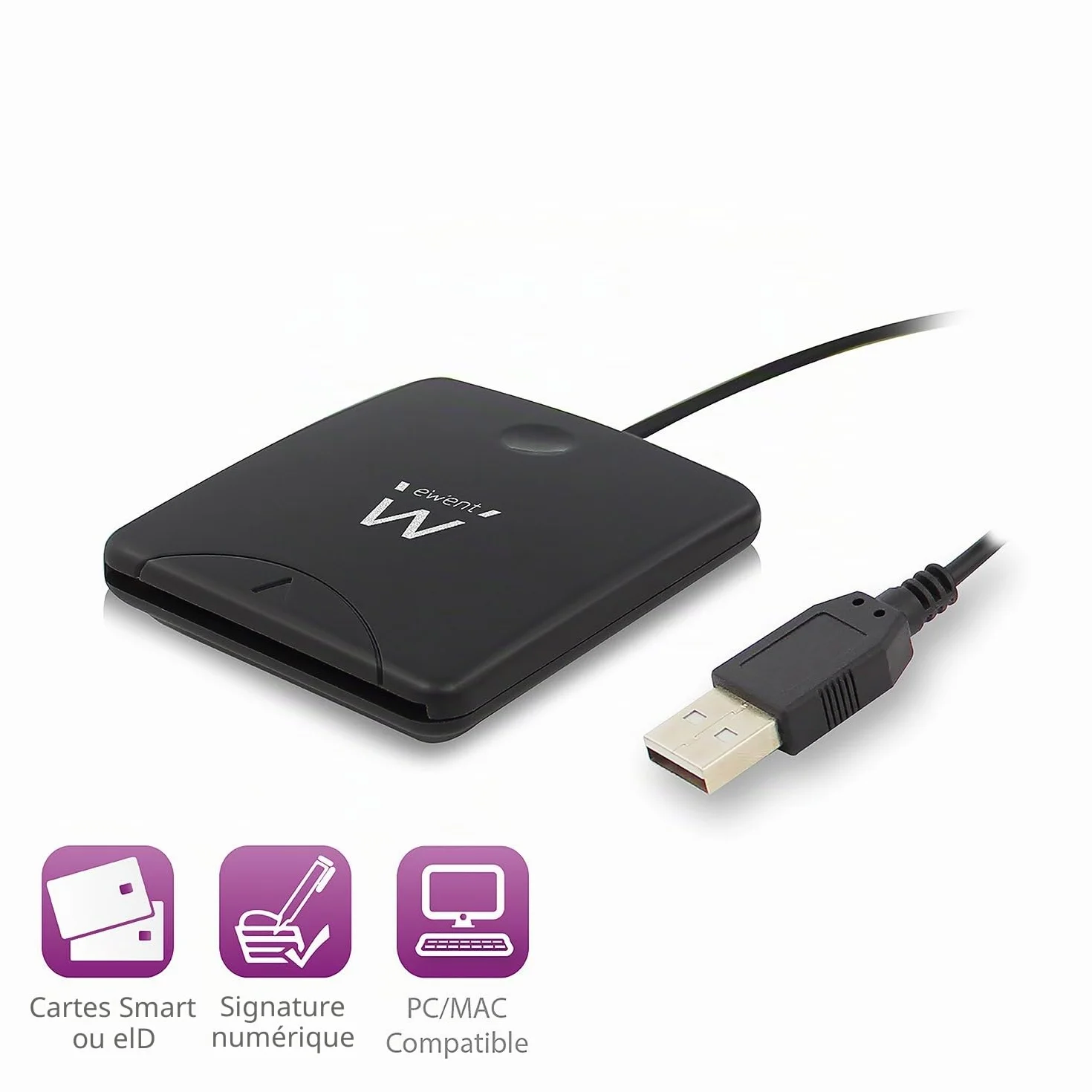 Ewent Lecteur de carte à puce USB PC/SC WHQL noir