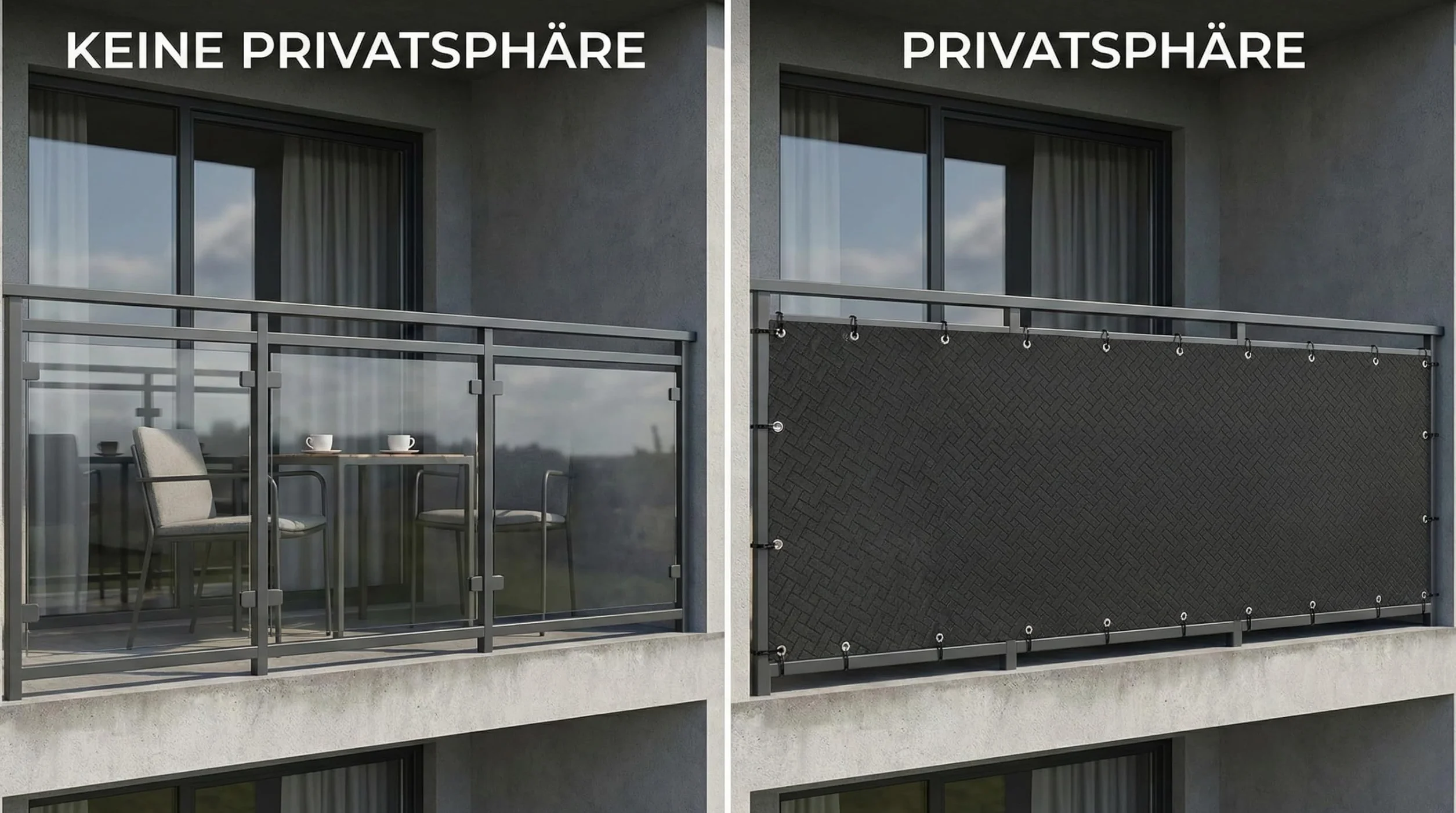 COVER IT Brise-Vue pour Balcon Premium 240 g/m² 50 x 700 cm Écran de confidentialité Tissage gaufré Graphite