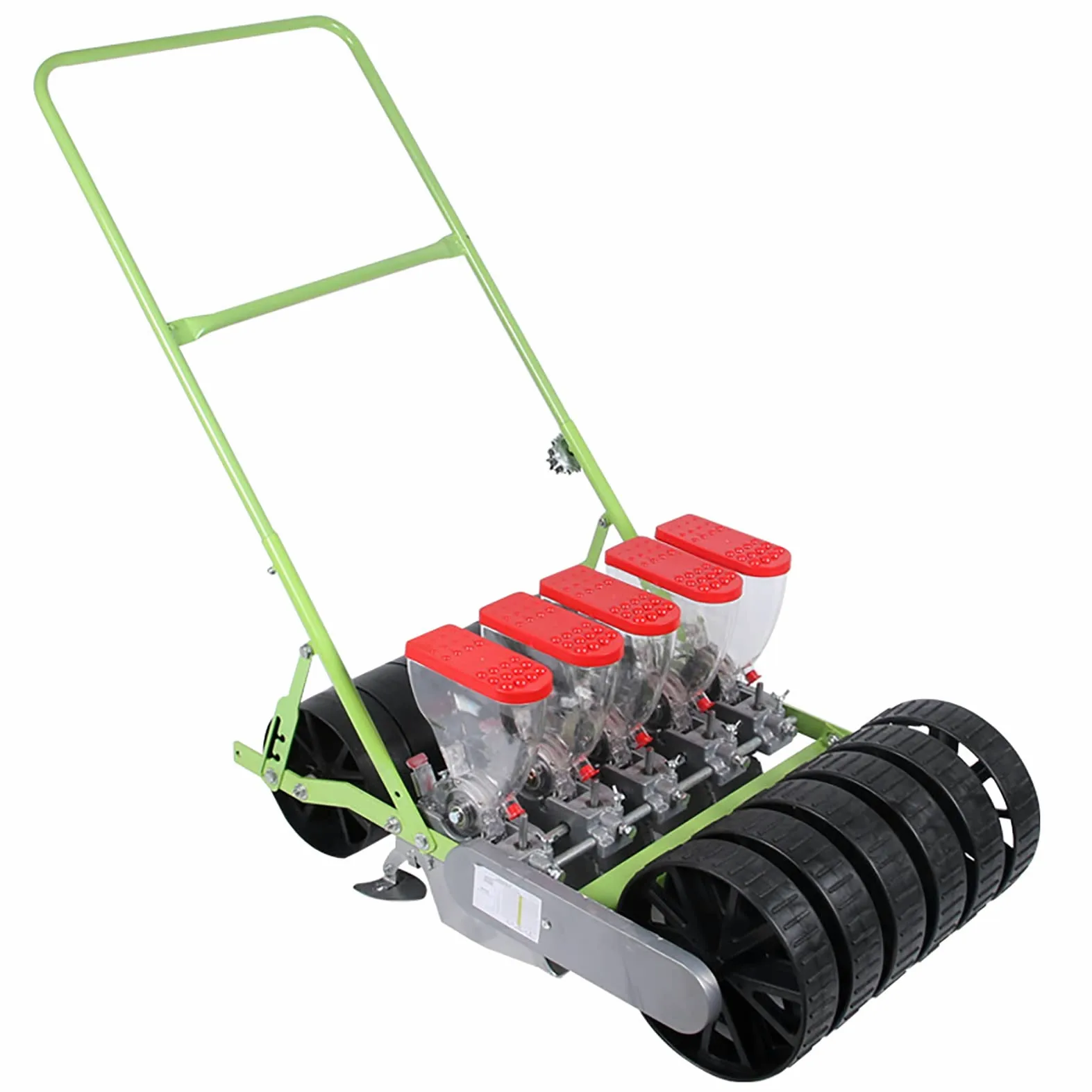 Semoir à légumes à poussée manuelle 2 en 1 Semoir à poussée de jardin Semoir de jardin de précision Semoir à diffusion Semoir pour la plantation de maïs, de soja, d'arachides, de blé, cinq rangées