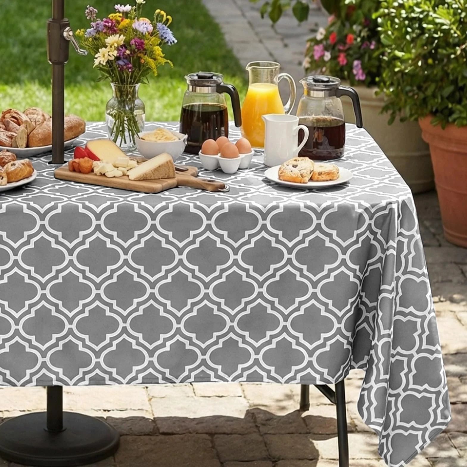 Eternal Beauty Nappe rectangulaire anti-éclaboussures avec trou de parasol 132 x 178 cm gris