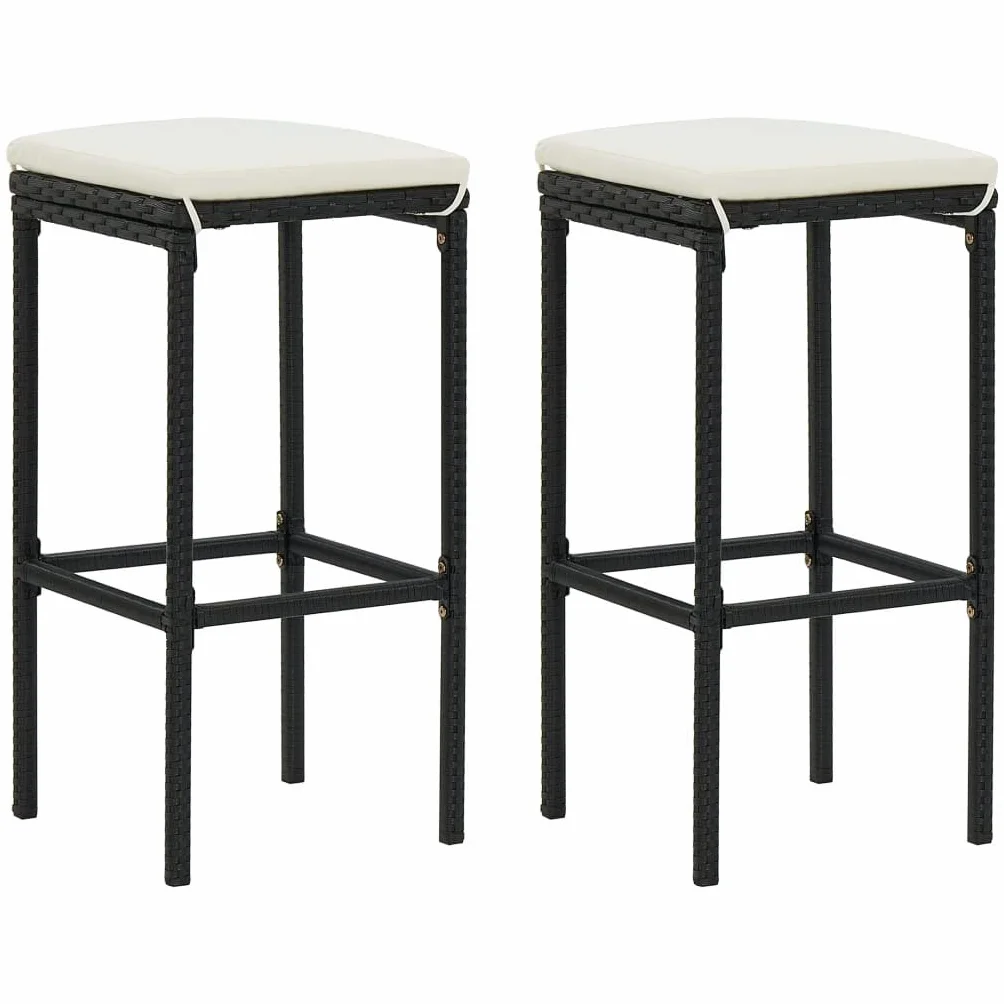 vidaXL Ensemble de Jardin 3 pcs Table et Chaises avec Coussins Noir