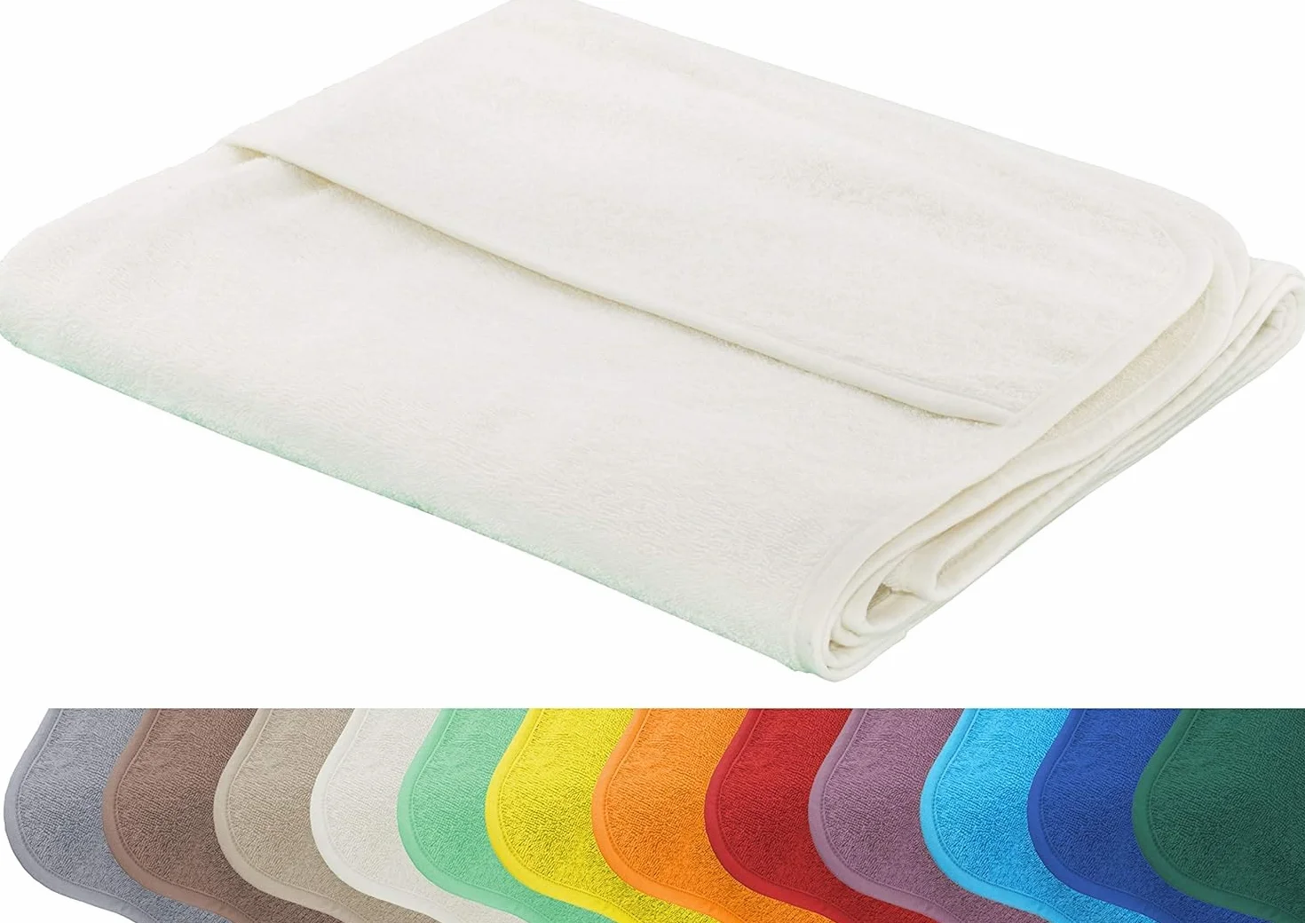 Housse de Protection pour Chaise longue 75x200 cm – Serviette en Tissu éponge 100% Coton – lavable, antidérapante, certifiée Öko-Tex 100 – Crème