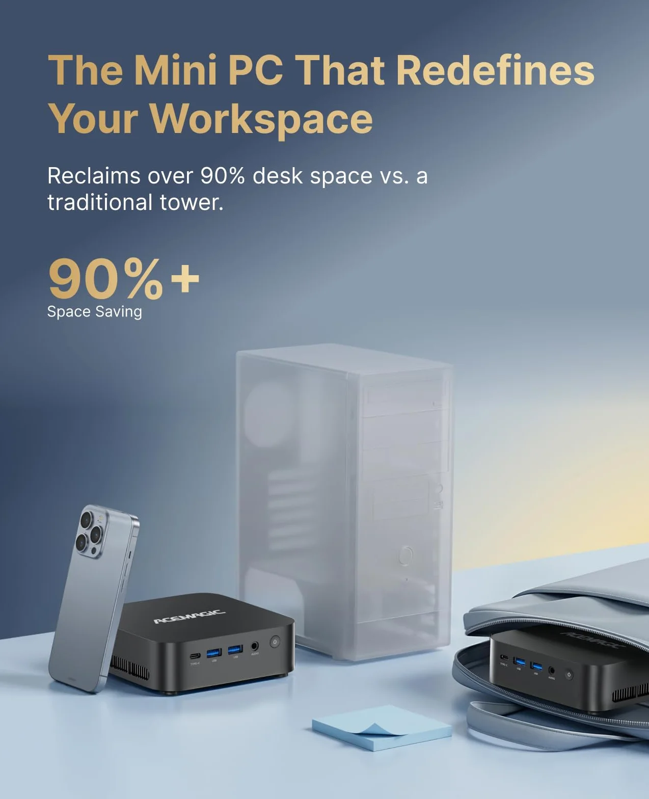 ACEMAGIC Kron Mini K1 Mini PC AMD Ryzen Embedded R2544 8Go DDR4 256Go SSD W-11 Pro Triple écran 4K WIFI5 BT4.2