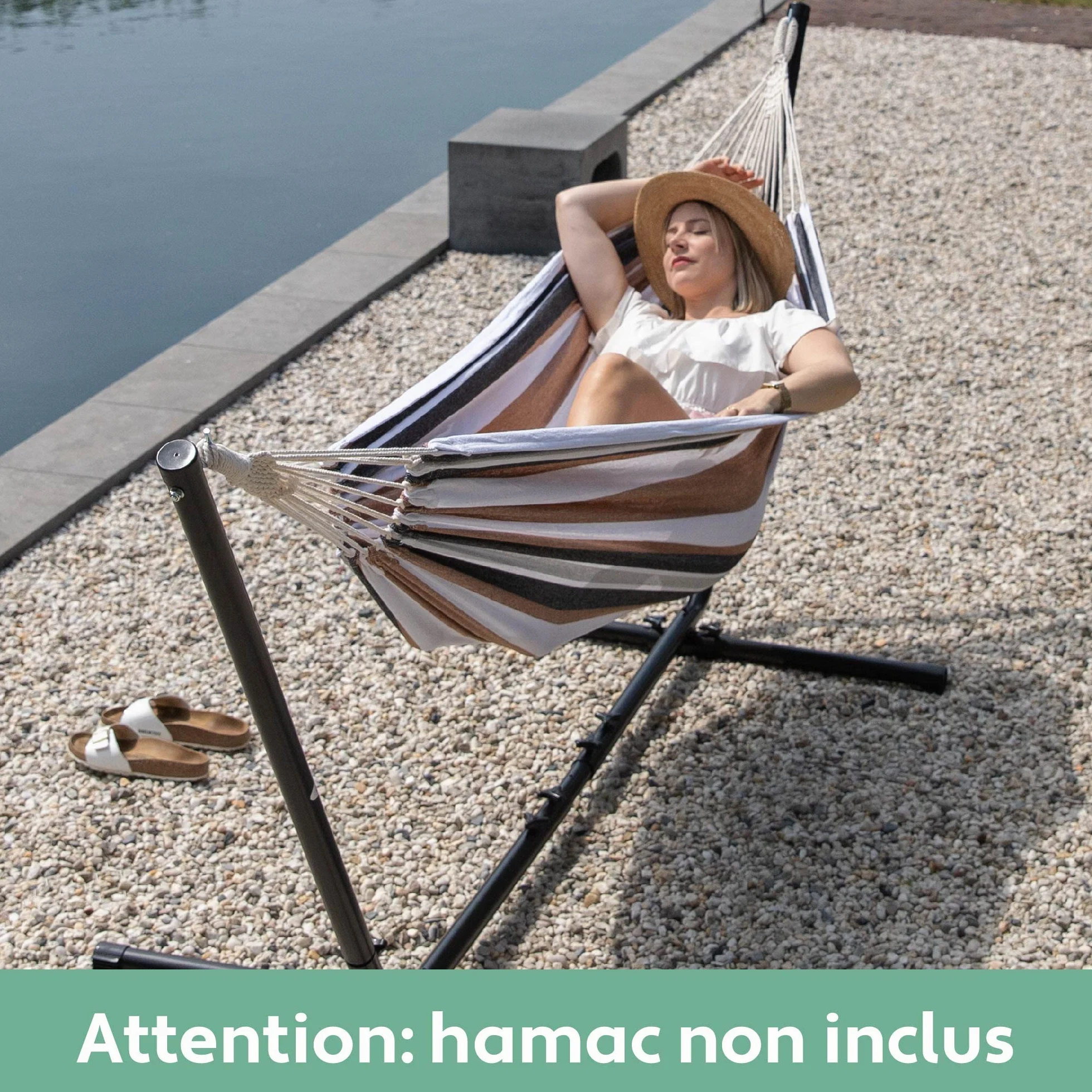 Vita5 Support de Hamac sur Pied en Acier Revêtu Charge Max 205kg pour Intérieur Extérieur