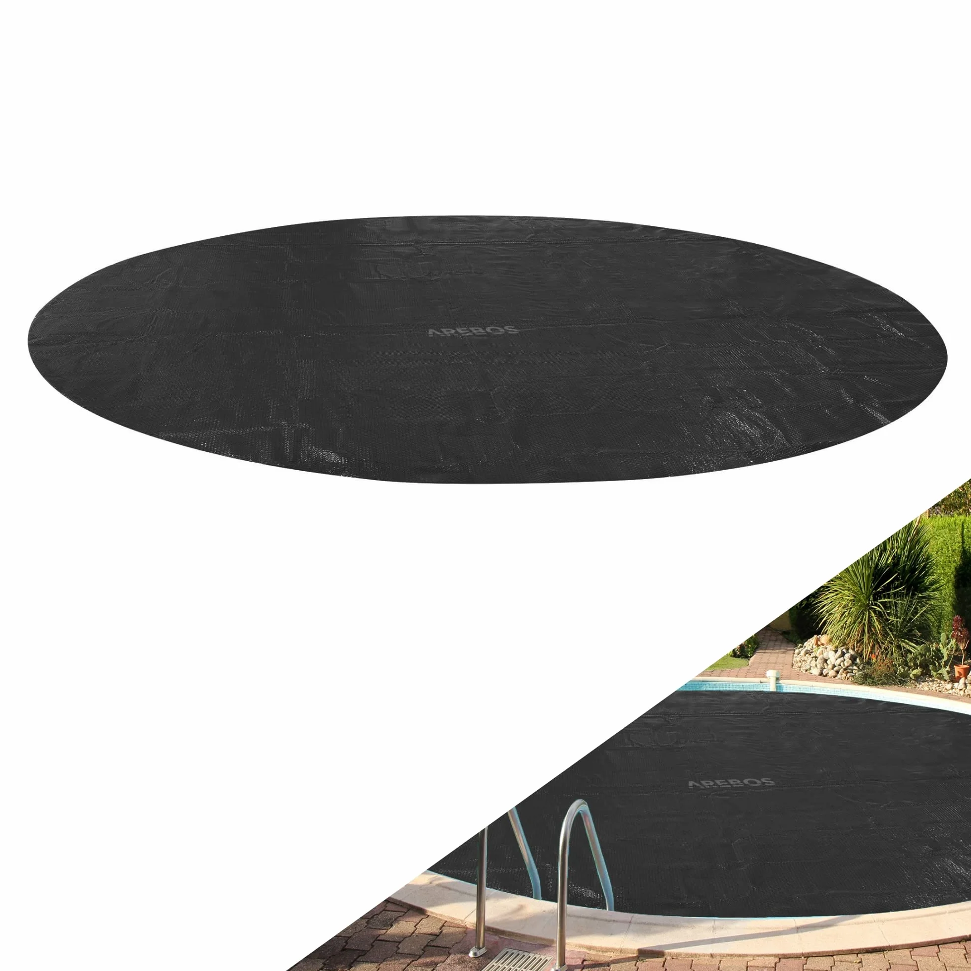 Bâche Solaire de Piscine Ronde Arebos Ø 3,05 m Noir 120 µm Chauffage