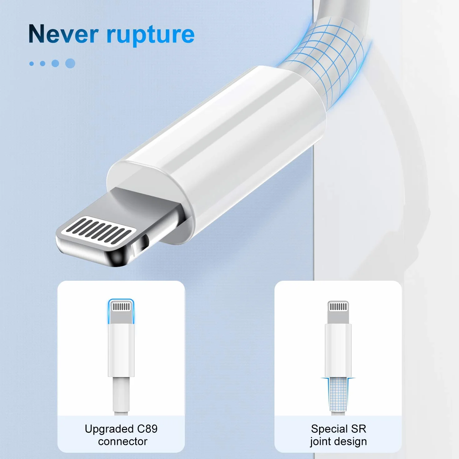 Câble Chargeur iPhone MFi Apple 1m Lightning vers USB pour iPhone 12/11/X/8/7/6 iPad