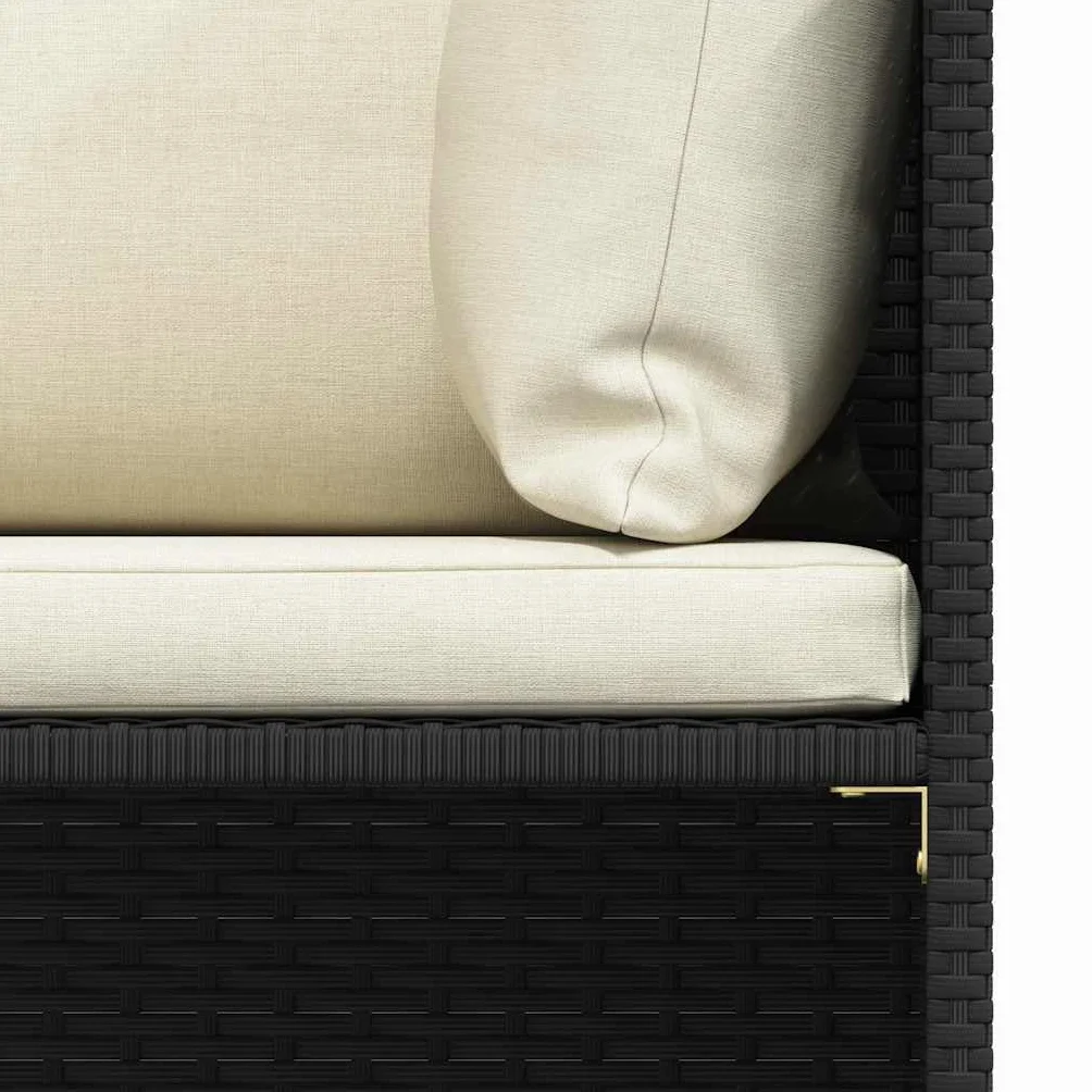 vidaXL Repose-Pied Sectionnel avec Coussin Patio Noir Résine Tressée