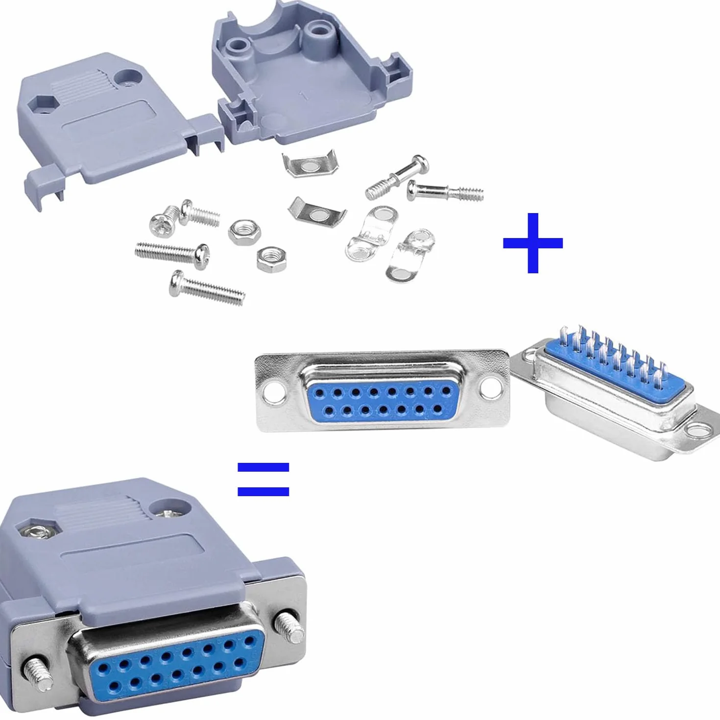 D-SUB 15 Pin RS232 DB15 Serial Adapter PCB Connector Plastic Cover