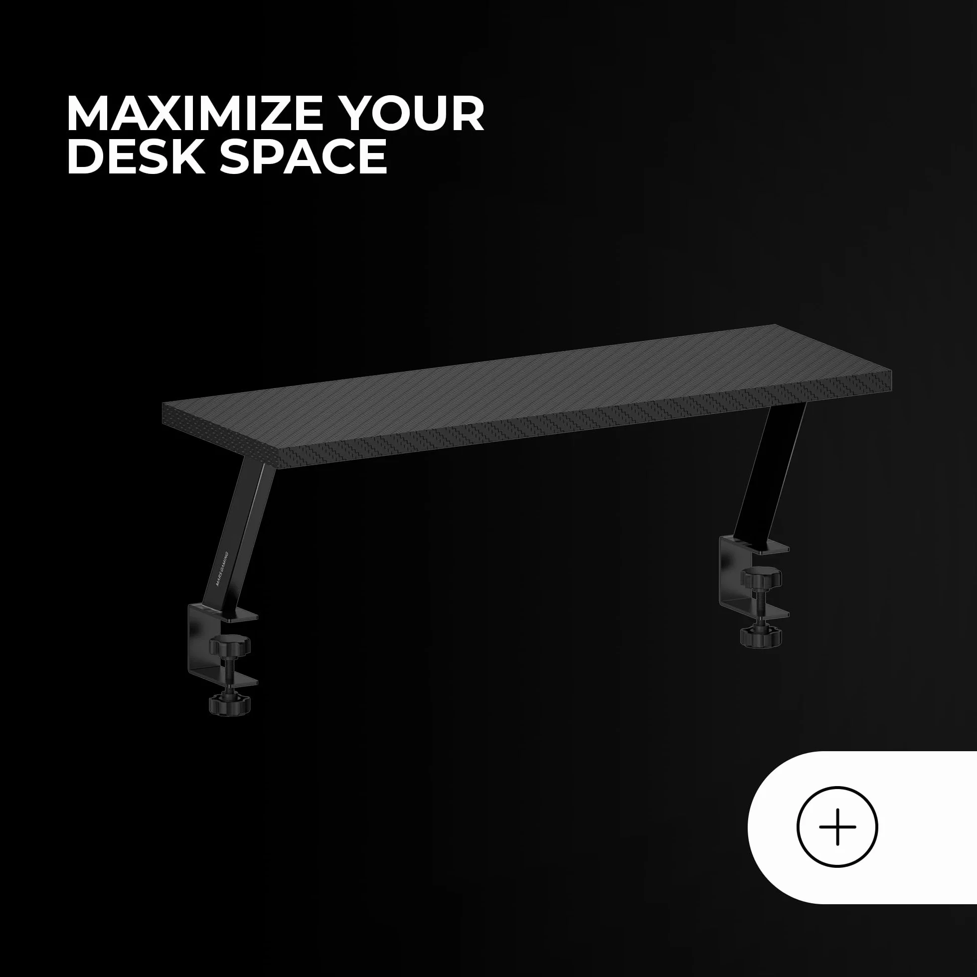 Mars Gaming MGDS Rehausseur de Moniteur 17cm Support Bureau Ergonomique Acier Plateau Fibre Carbone 60x20cm Noir