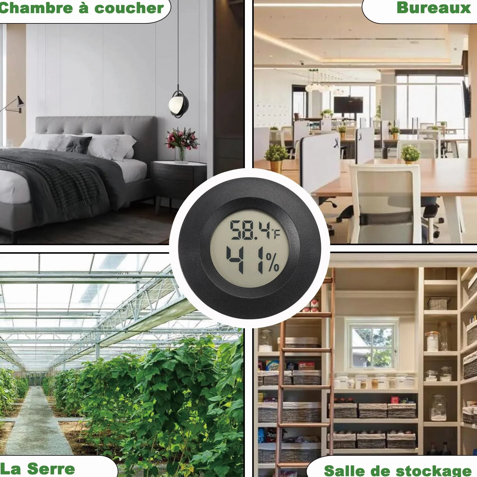 Thermomètre hygromètre numérique intérieur extérieur pour serre reptile cave lot de 2