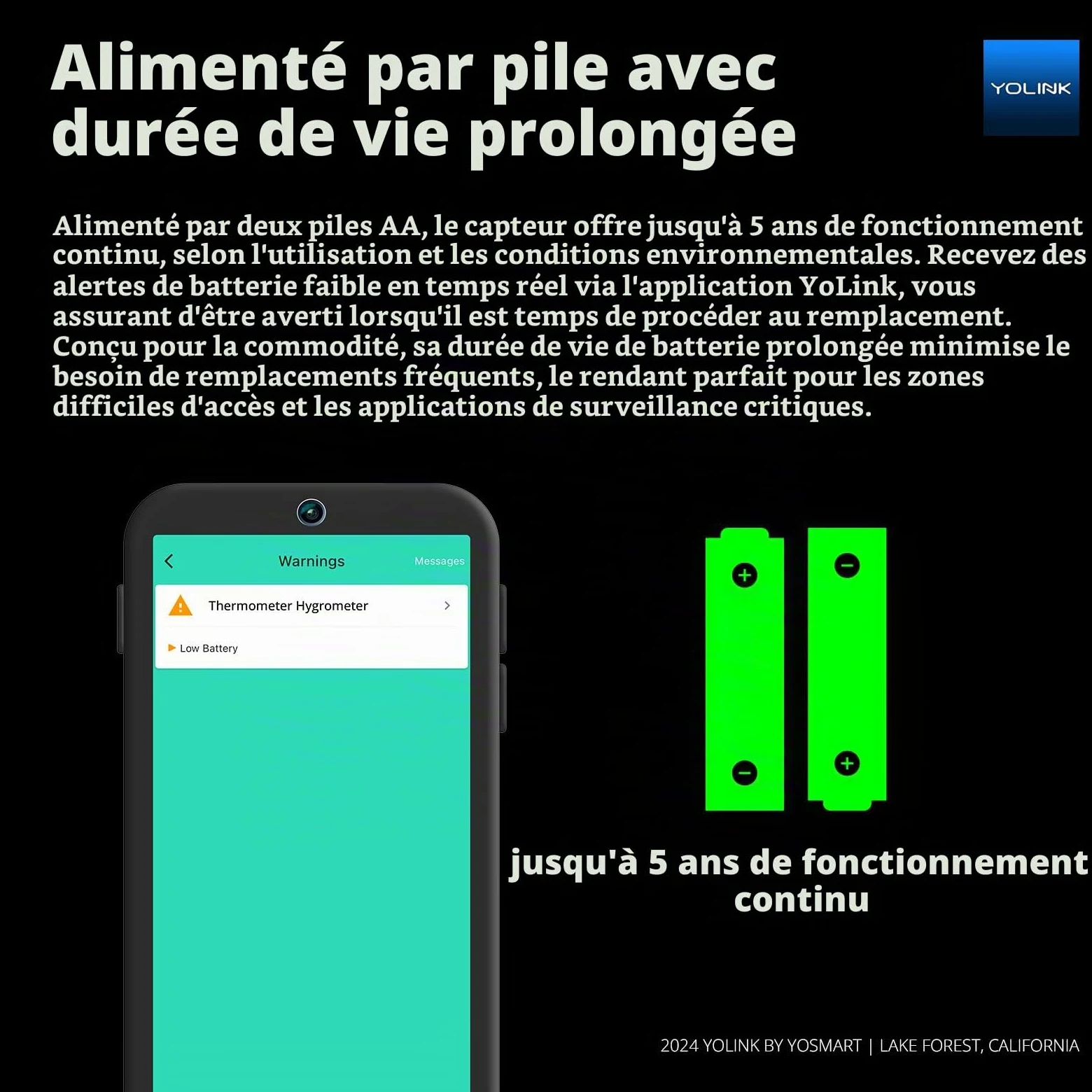 YoLink Lot de 3 thermomètres hygromètres intelligents sans fil, large plage de températures pour congélateur, réfrigérateur, serre, cage pour animaux de compagnie, alertes d'application, e-mail