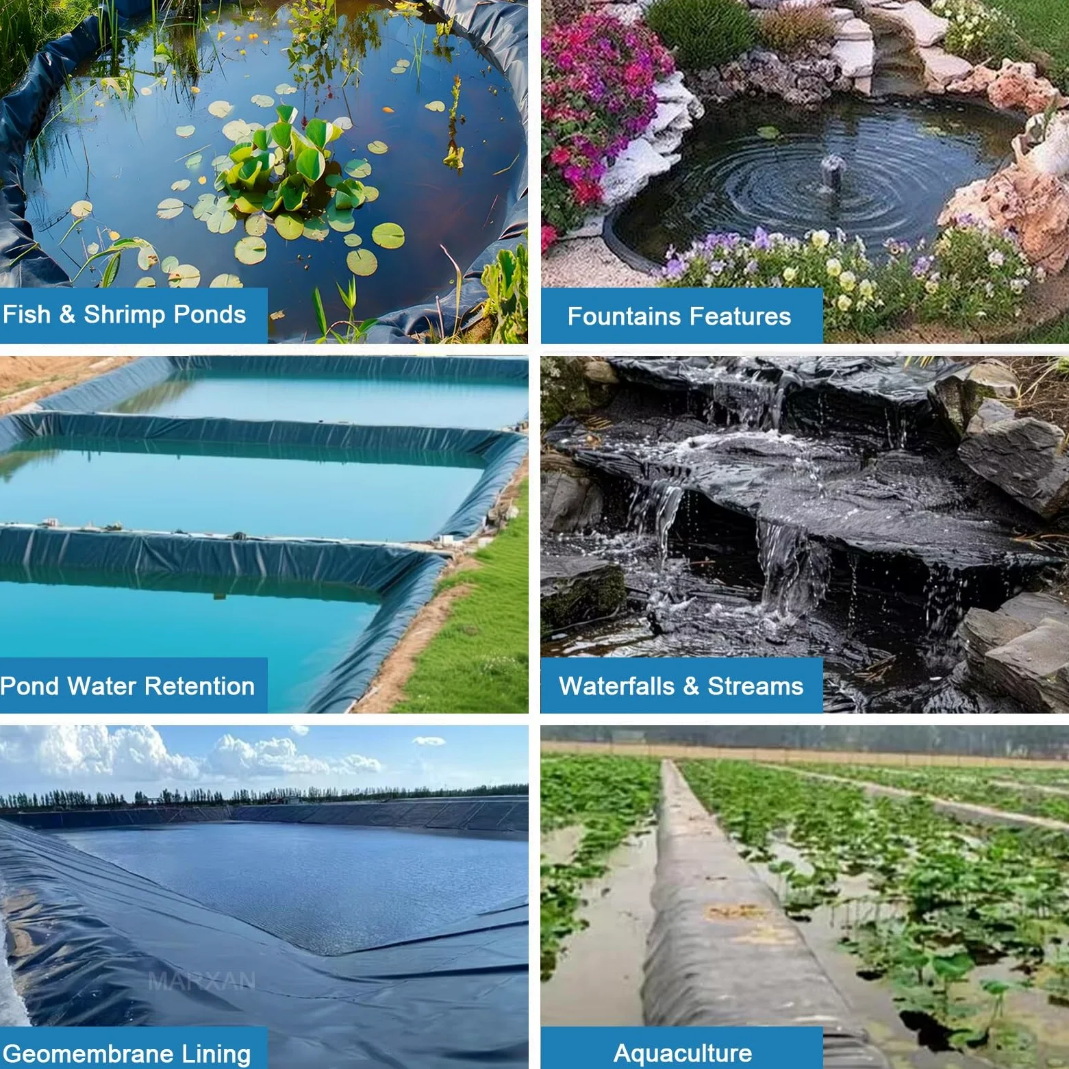 Bâche pliable durable et imperméable pour étangs à poissons extérieurs, cascades, lacs artificiels