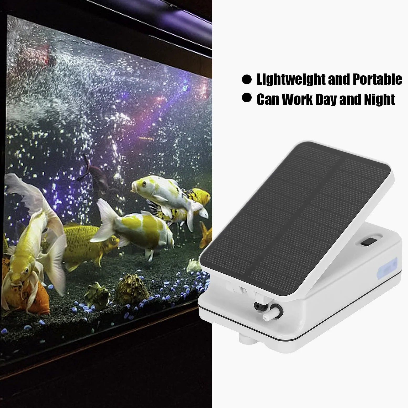 Pompe Air D'oxygenateur D'etang D'energie Solaire 2200mAh Pompe Air de Protection de Surcharge de Batterie de Grande Capacite