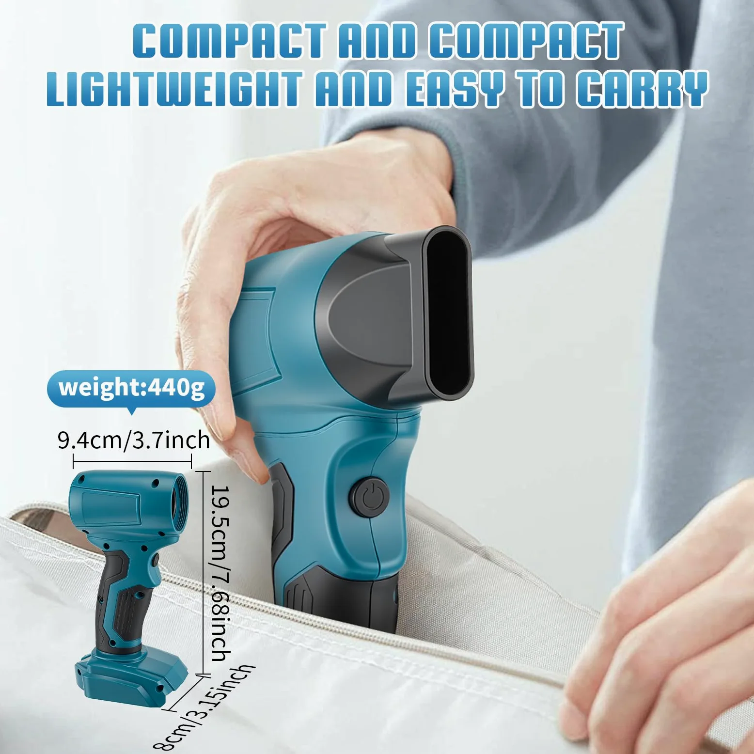 Mini souffleur sans fil compatible avec Bosch 18 V, 130 000 tr/min, sans balais, contrôle de la vitesse en continu, souffleur de poussière pour souffler les feuilles, le nettoyage, la voiture (pas de