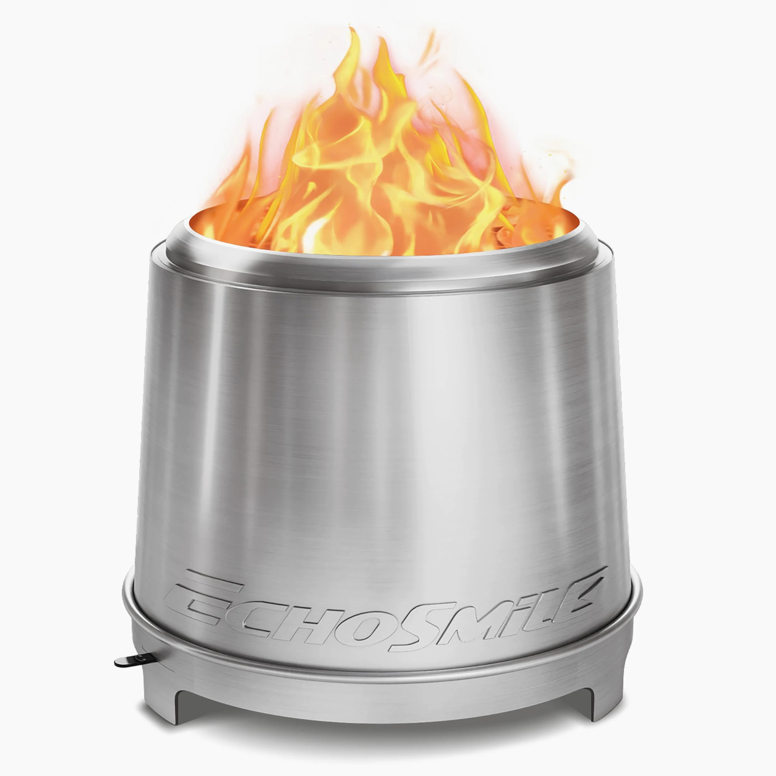 EchoSmile Brasero Exterieur 46cm avec Triple Combustion et Flux d'air Réglable, Foyers Portable de sans émission de Fumée, Bac à Cendres Amovible, Acier INOX, pour Jardin, la Cour, Patio et Plage
