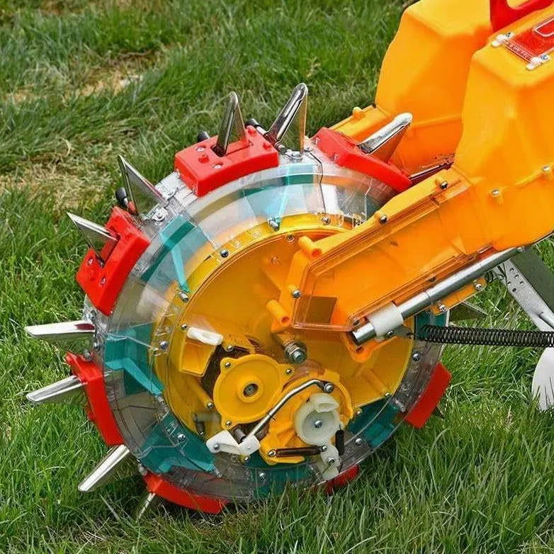Semoir manuel de jardin avec roulettes, poussée à la main pour semer et fertiliser efficacement dans de petites zones comme les terrasses