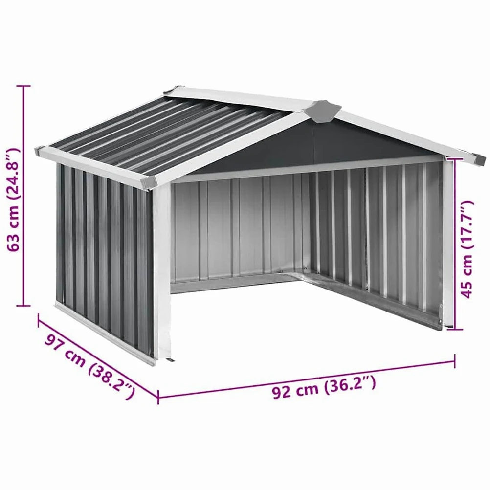 Garage pour tondeuse à gazon en acier galvanisé - 92 x 97 x 63 cm - Anthracite - Abri de jardin résistant aux intempéries pour robots à gazon et rangement d'outils en extérieur