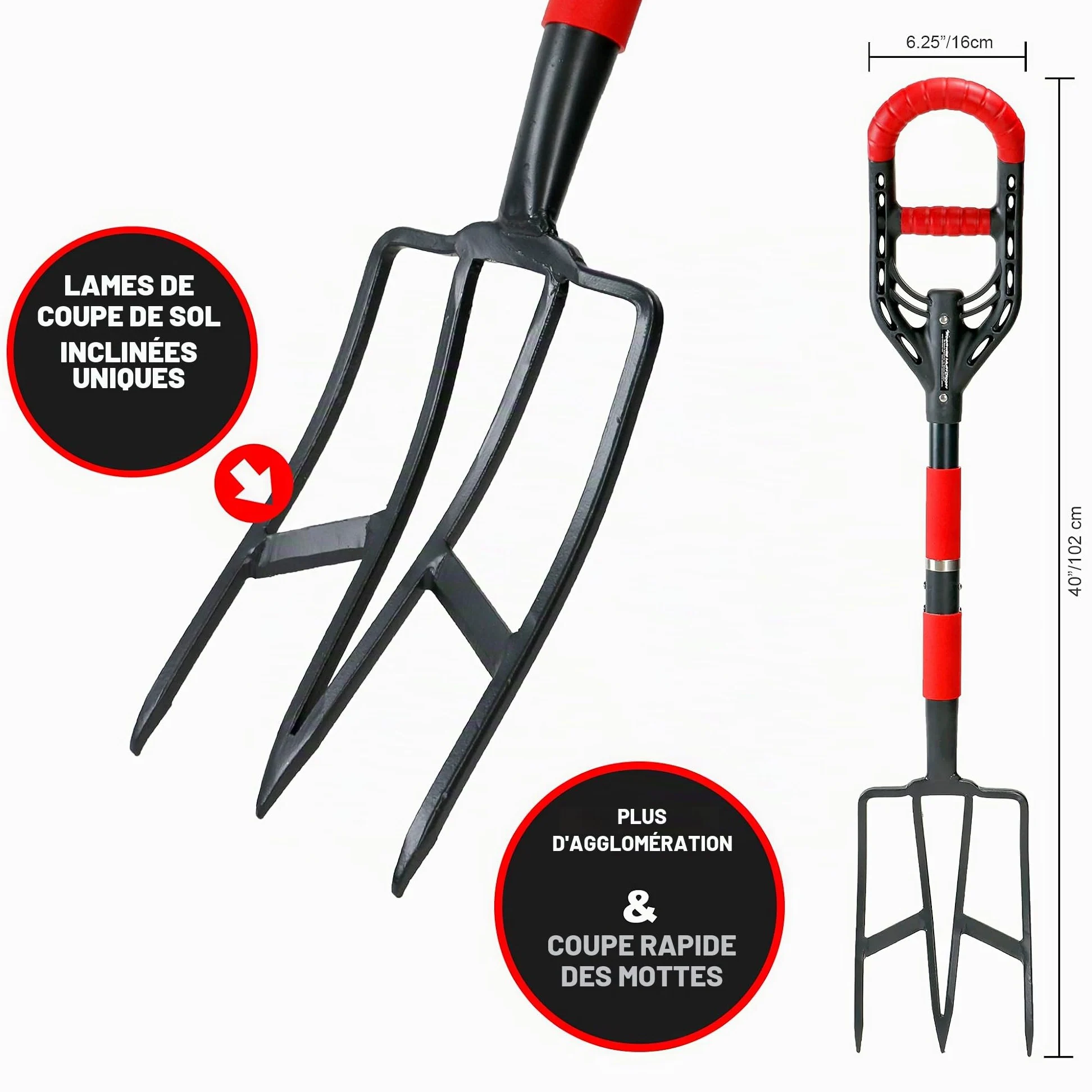 Roamwild Multi-Digger Garden Spade - Pelle à flèche de Jardinage légère en Fibre de Verre renforcée avec Technologie Unique Dual Soft AIR Light Grip & Coupe-souche pour tronçonneuse.