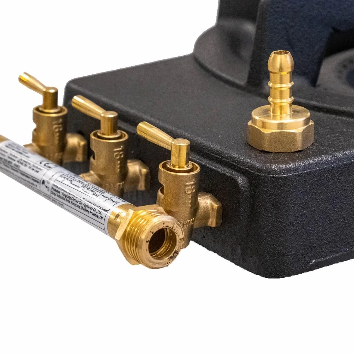 Rechaud à gaz en Fonte véritable 4 Pieds 2 Bruleurs + Détendeur Propane TRIGLAV 9800