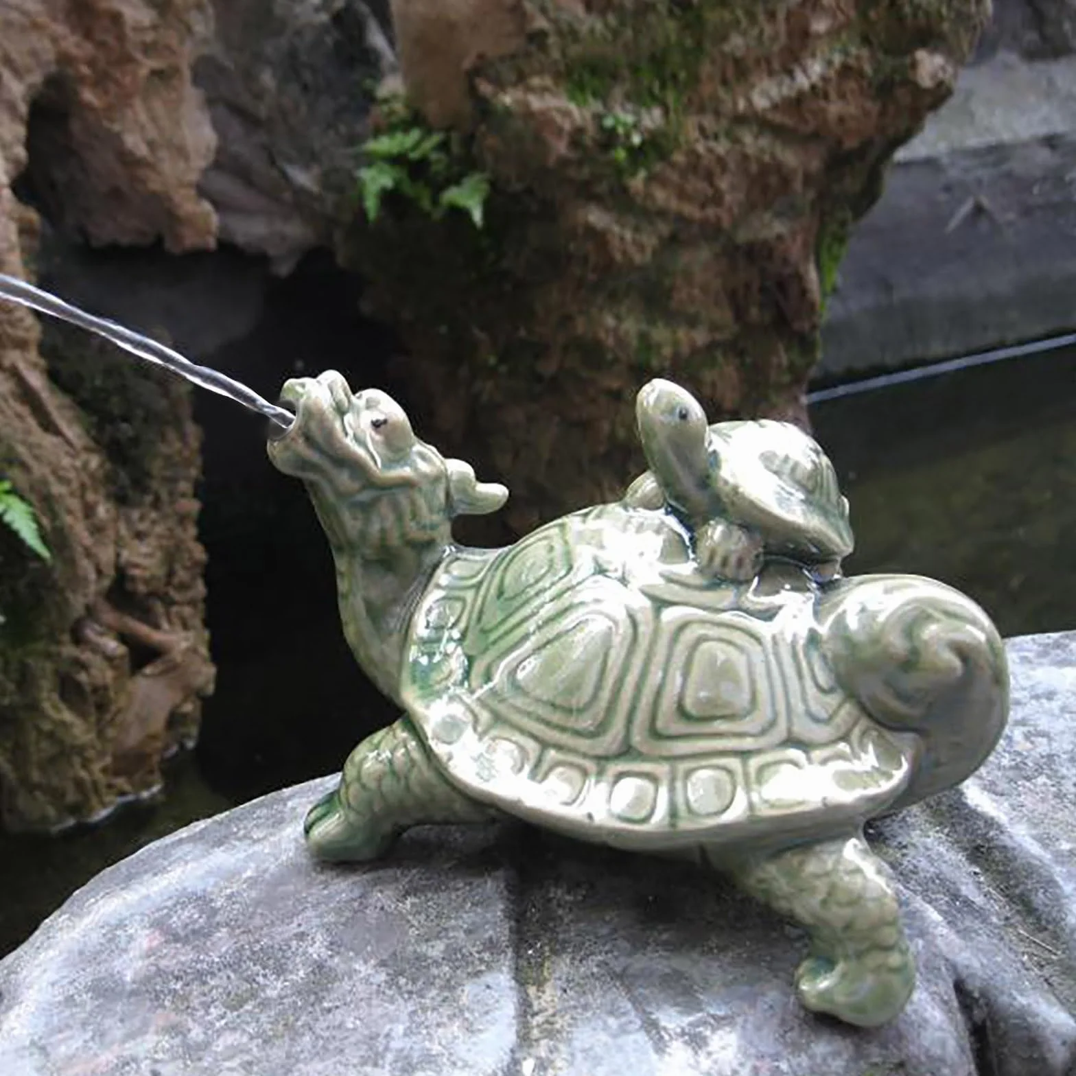 Fontaine céramique cracheur pour bassin d'animaux, décoration étang jardin Brown