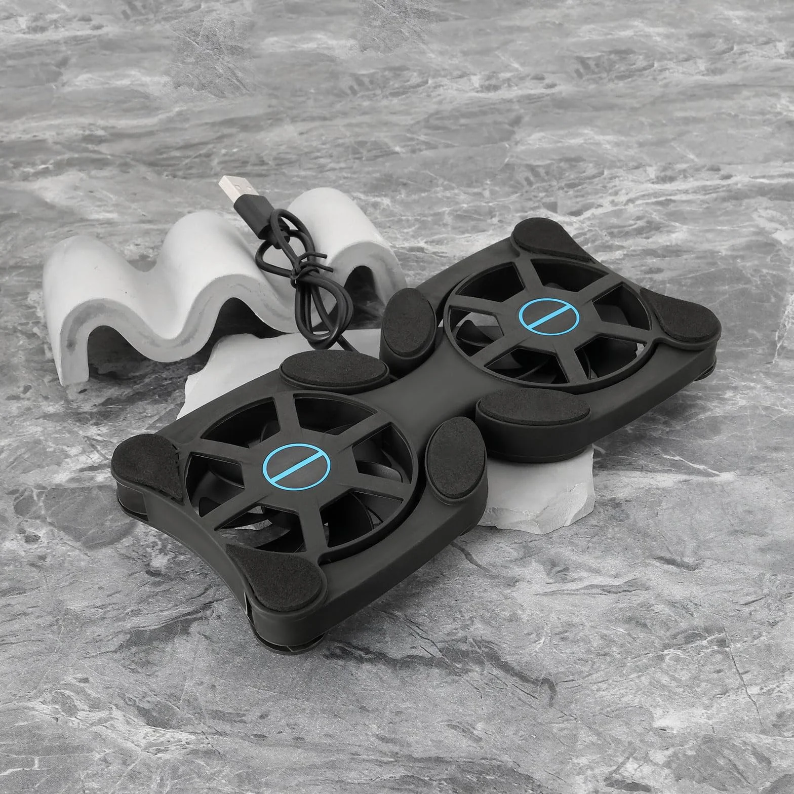 OTOTEC Lot de 2 Mini Ventilateurs Ordinateur Portable 7-15 Pouces Tapis Refroidissement USB Double 19x8,7 cm