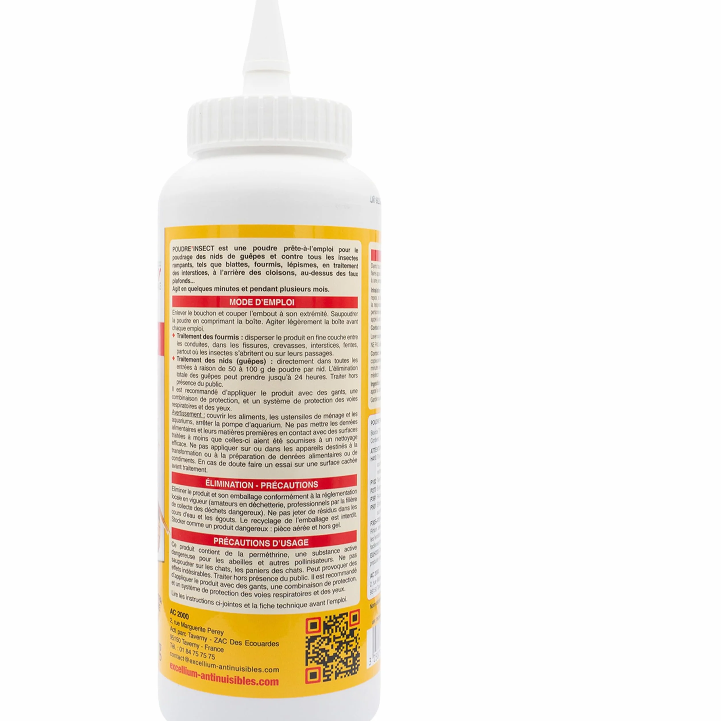 Poudre Insecticide Perméthrine 400g Anti Guêpes Frelons Fourmis Cafards Punaises Puces Effet Choc Longue Durée Flacon Poudreur