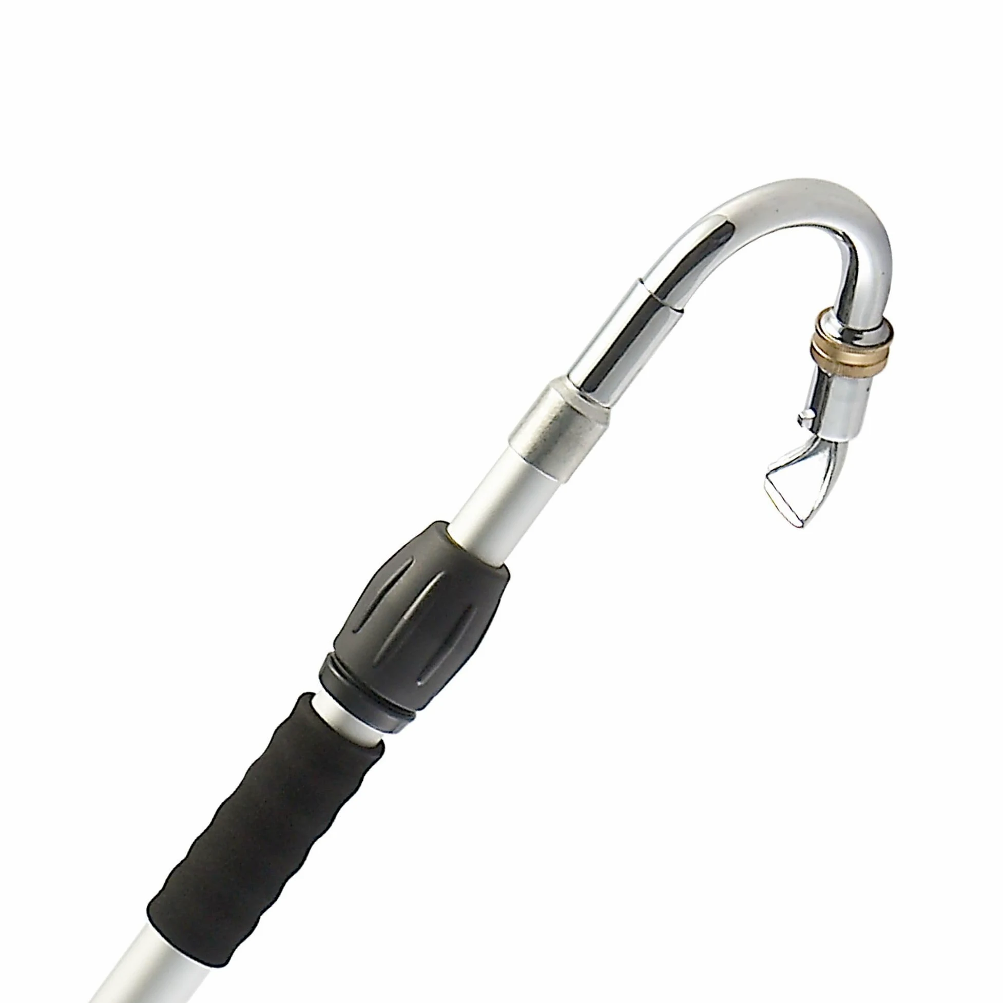 FISHTEC Lance de Nettoyage pour Gouttière avec Manche Télescopique - Buse Coudée et Orientable pour Toiture - Raccord Universel et Vanne 1/4 de Tour - Hauteur de Travail 3,5 m Aluminium Léger