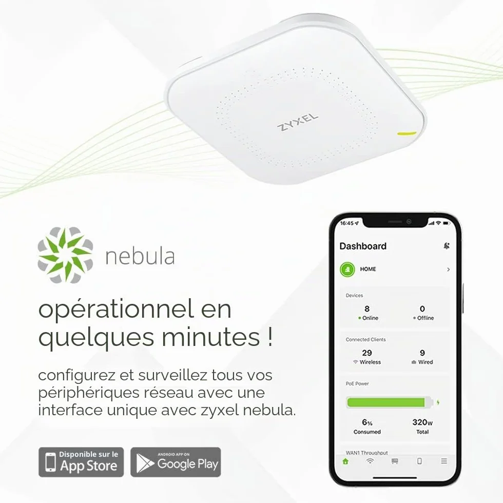 Zyxel NWA50AX Pro Point d'Accès WiFi 6 AX3000 Multi-Gig PoE 2.5 G MU-MIMO