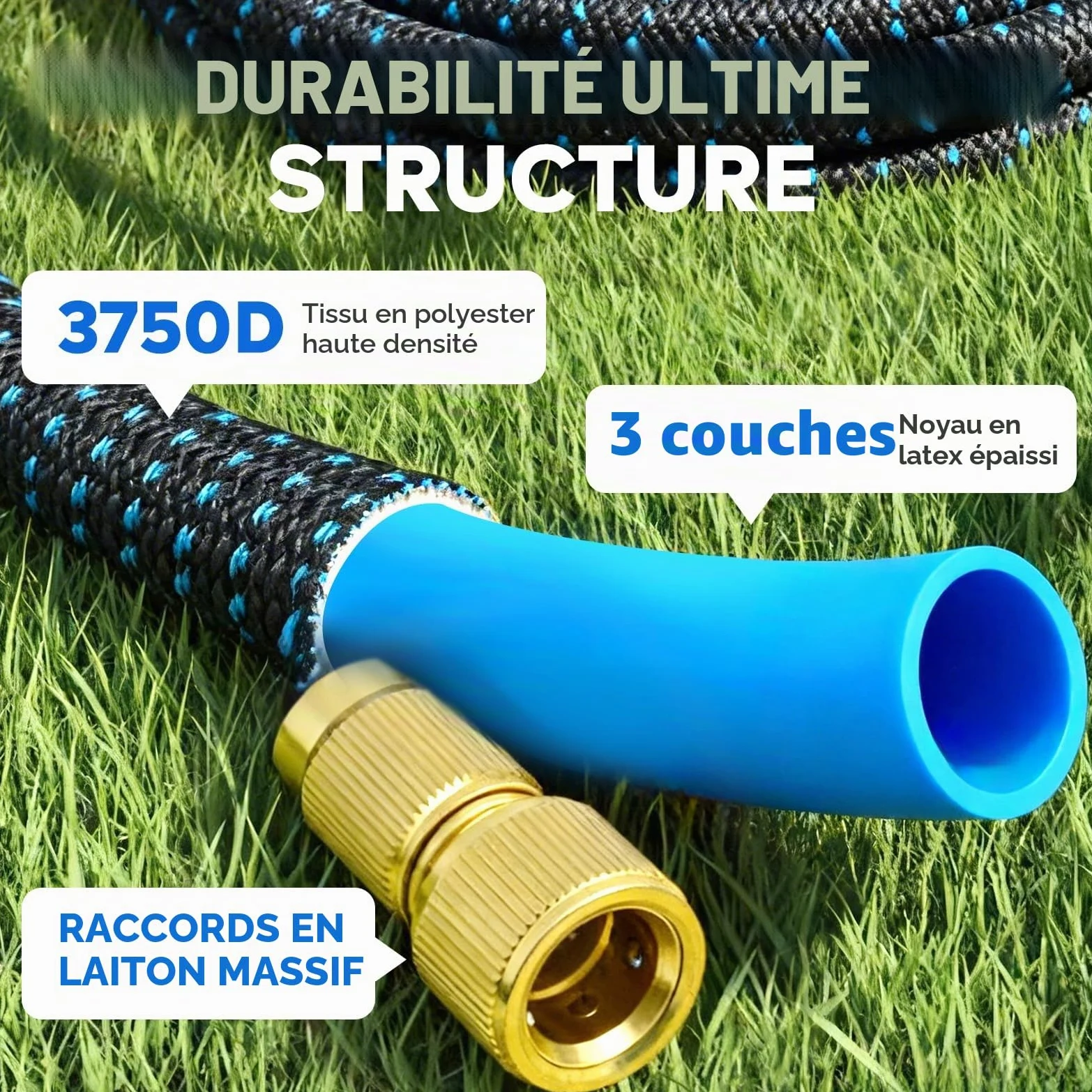 Tuyau d'Arrosage Extensible 30m/100ft, Tuyau Rétractable avec Adaptateur 1/2" et 3/4", 10 Modèles de Pulvérisation, pour Arrosage Jardin et Nettoyage